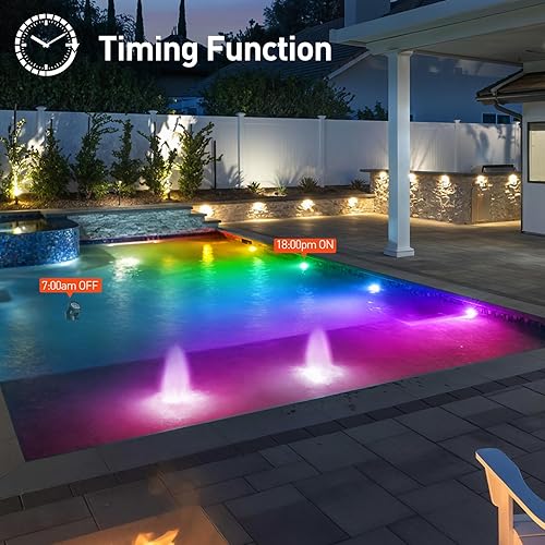 Miniatura 7 de T-SUNUS Luces LED que cambian de color, control de aplicación Bluetooth, IP68, impermeables, 4 en 1, luces sumergibles RGB para paisaje,