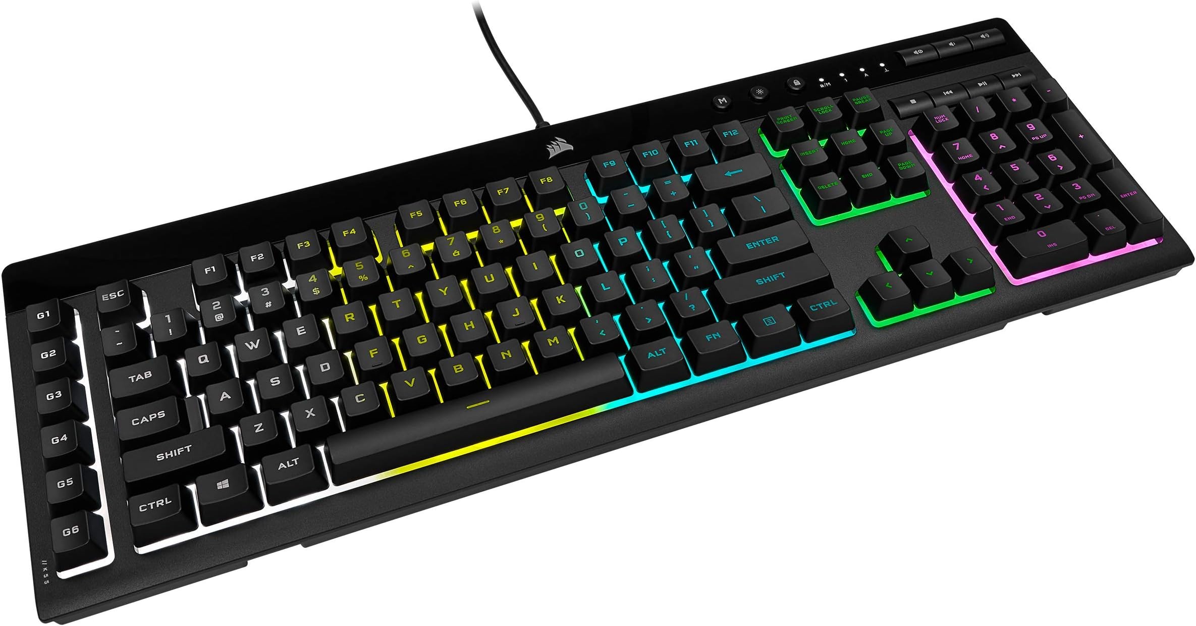 CORSAIR K55 RGB PRO - Dynamic RGB Backlighting - Six Macro Keys with Elgato Stream Deck Software Integration - IP42 Dust and Spill Resistant - Detachable Palm Rest - Dedicated Media and Volume Keys