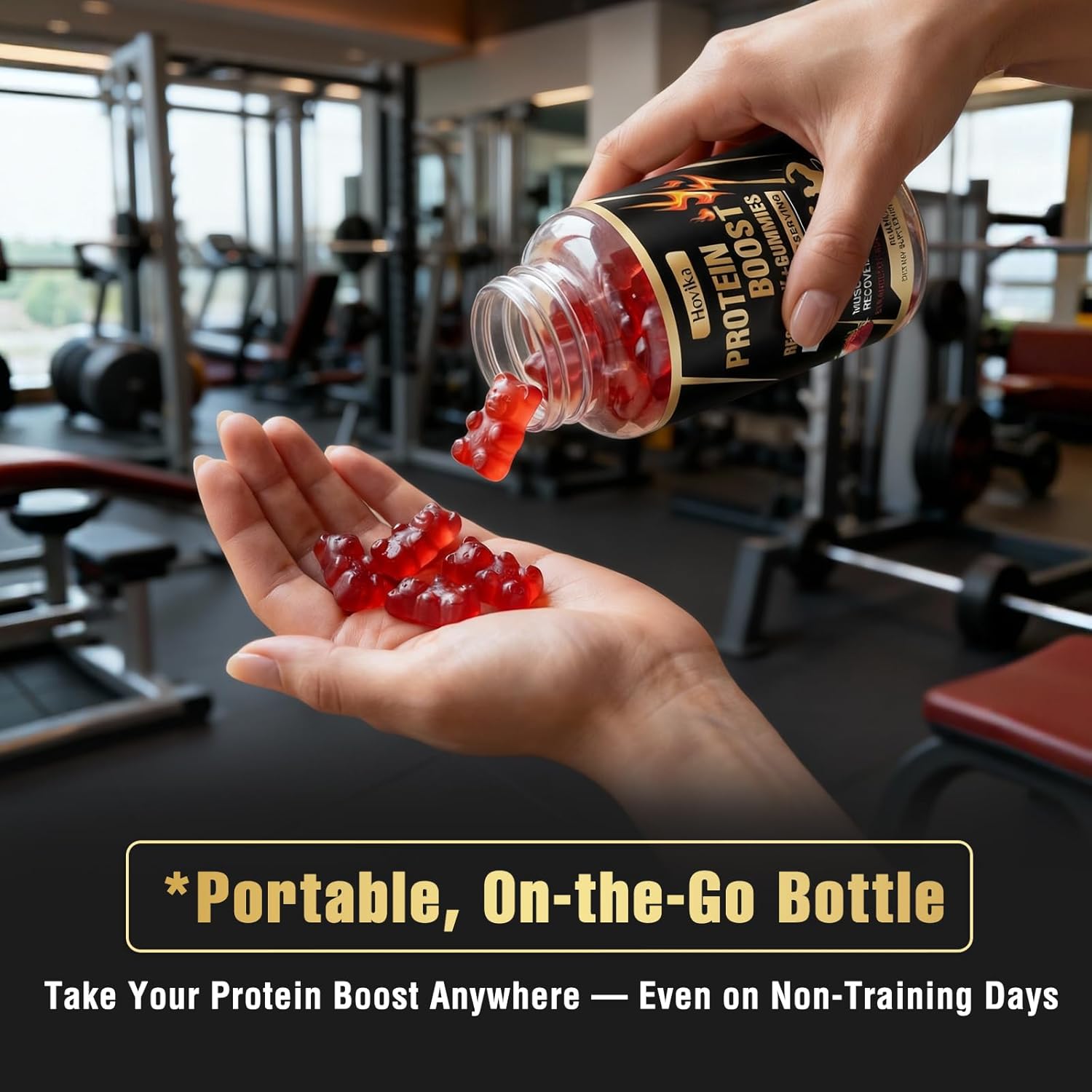 Whey Protein Gummies, 9g Protein per Serving, Easy to Take Snacks for Men & Women, Recovery + Supplement Gummies for Protein Boost, Muscle, Energy Support, Strawberry Flavor, 180 Gummies