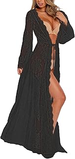 Lace Long Sleeve Beach Kimono Cover Up for Women Bikini Swimsuit Cover Ups Swimwear Cardigan