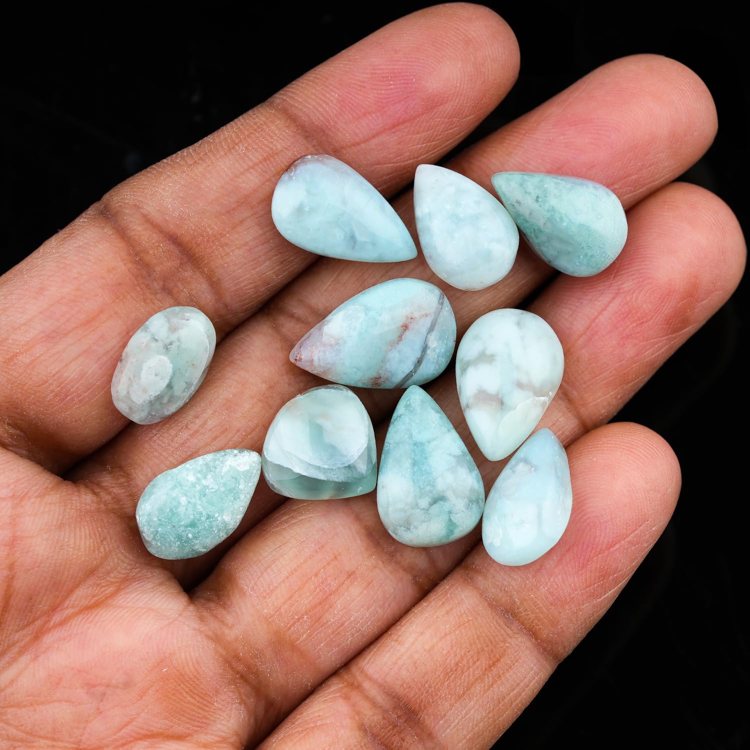 ColouredRocks (10pcs. AQUA PRASE, Mix Shape, Natural Cabochon Crystals, Loose Gemstone, Wholesale Polished Supply, Jewelry Making, DIY Craft, Gem Collection (12-16mm free size) - Image 3