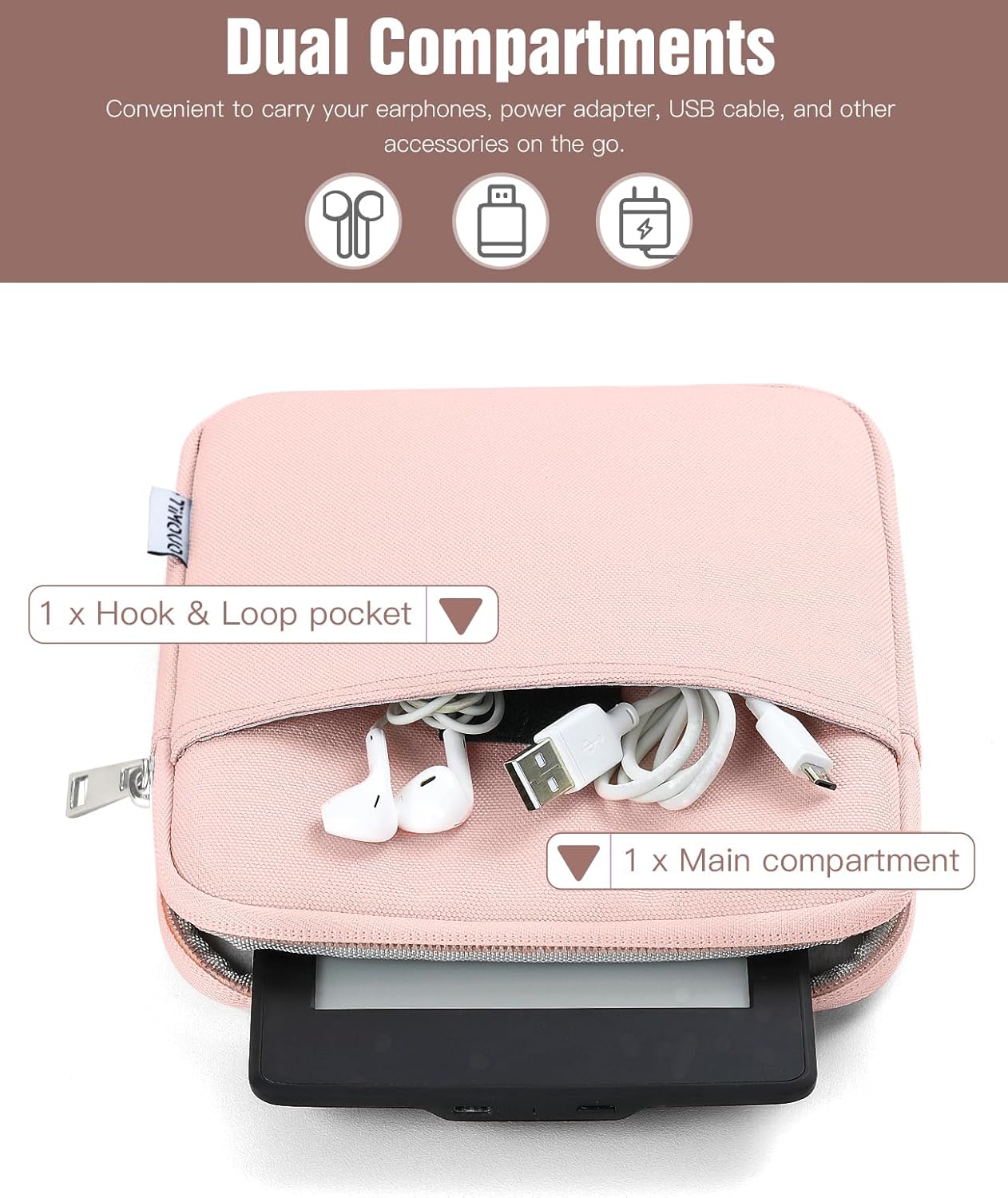 TiMOVO 6-7 Inch Sleeve Case for eReader Book Paperwhite/Colorsoft Signature Edition, Protective Sleeve Cover Pouch Bag Carrying Case for E-Reader/Oasis & Kobo Devices, Pink
