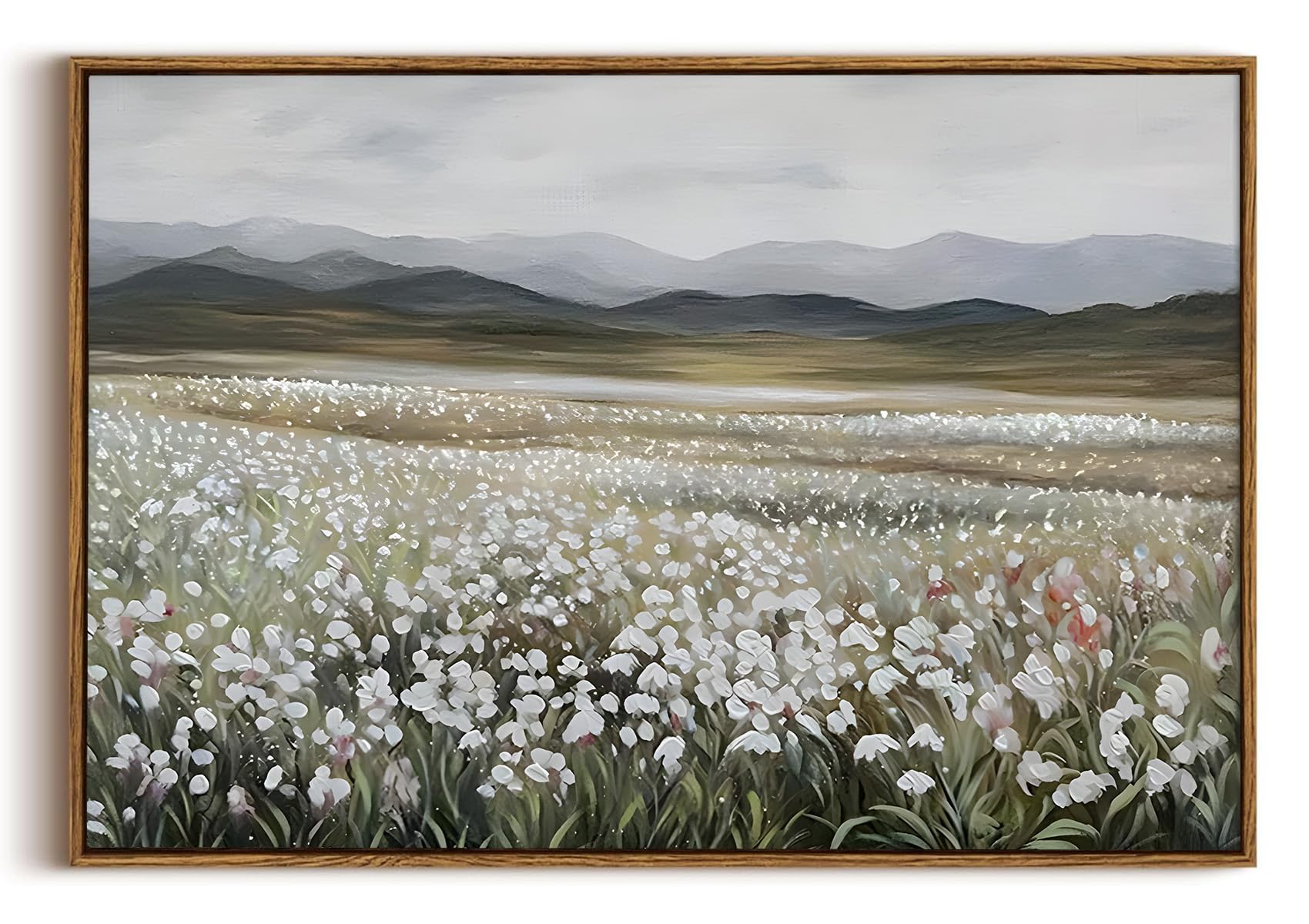 OIQArtOIQ Framed Canvas Wall Art,Vintage Decor,Landscape Nature Country Wildflower Paintings Farmhouse Pictures Modern Artwork Rustic Fall Flower Prints Cottagecore Office Living Room Bedroom Bathroom — view 49