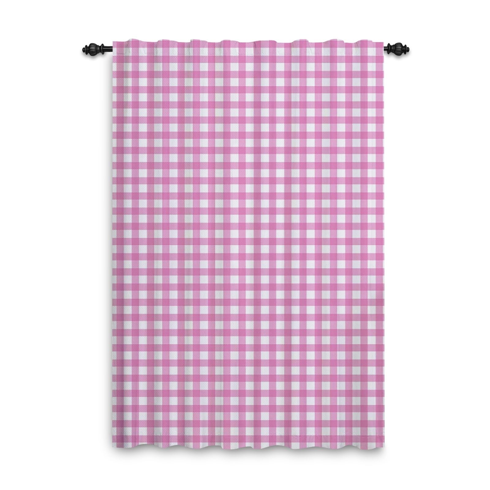 ggaimwf Gingham Curtains Bedroom Plaid Check Textured Lilac Curtains for Girls Living Room Window Treatment Farmhouse Rustic Pencil Pleat Curtains Privacy Room Divider Rod Pocket 135x175cm 1 Panel