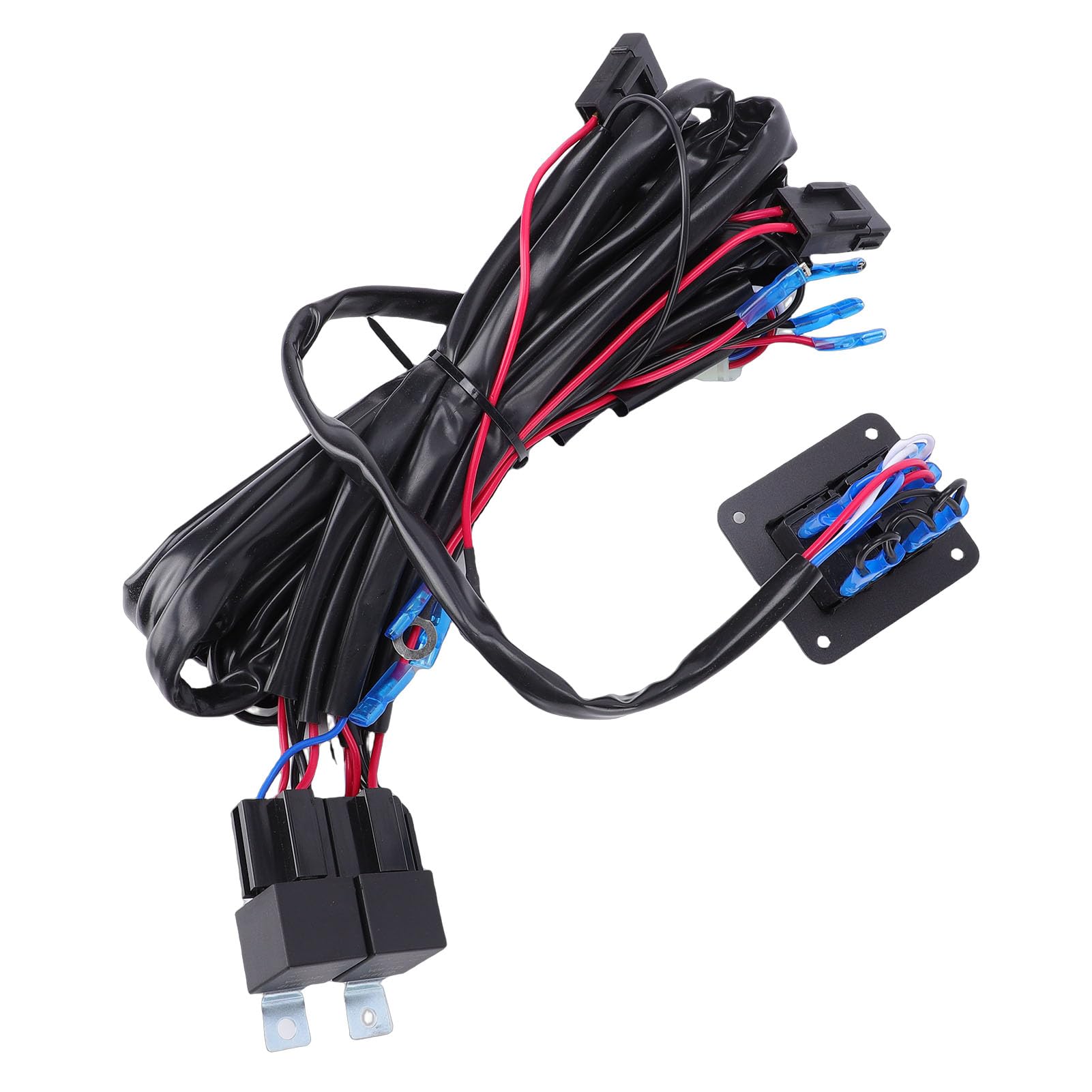 Cuifati Zestaw Okablowania Listwy świetlnej LED 16AWG, Przełącznik Kołyskowy 20 A Włącznik/wyłącznik Płytka Przekaźnika Mocy do Samochodów, łodzi, Quadów, Motocykli, Przyczep, z Panelem ABS, Cewkami