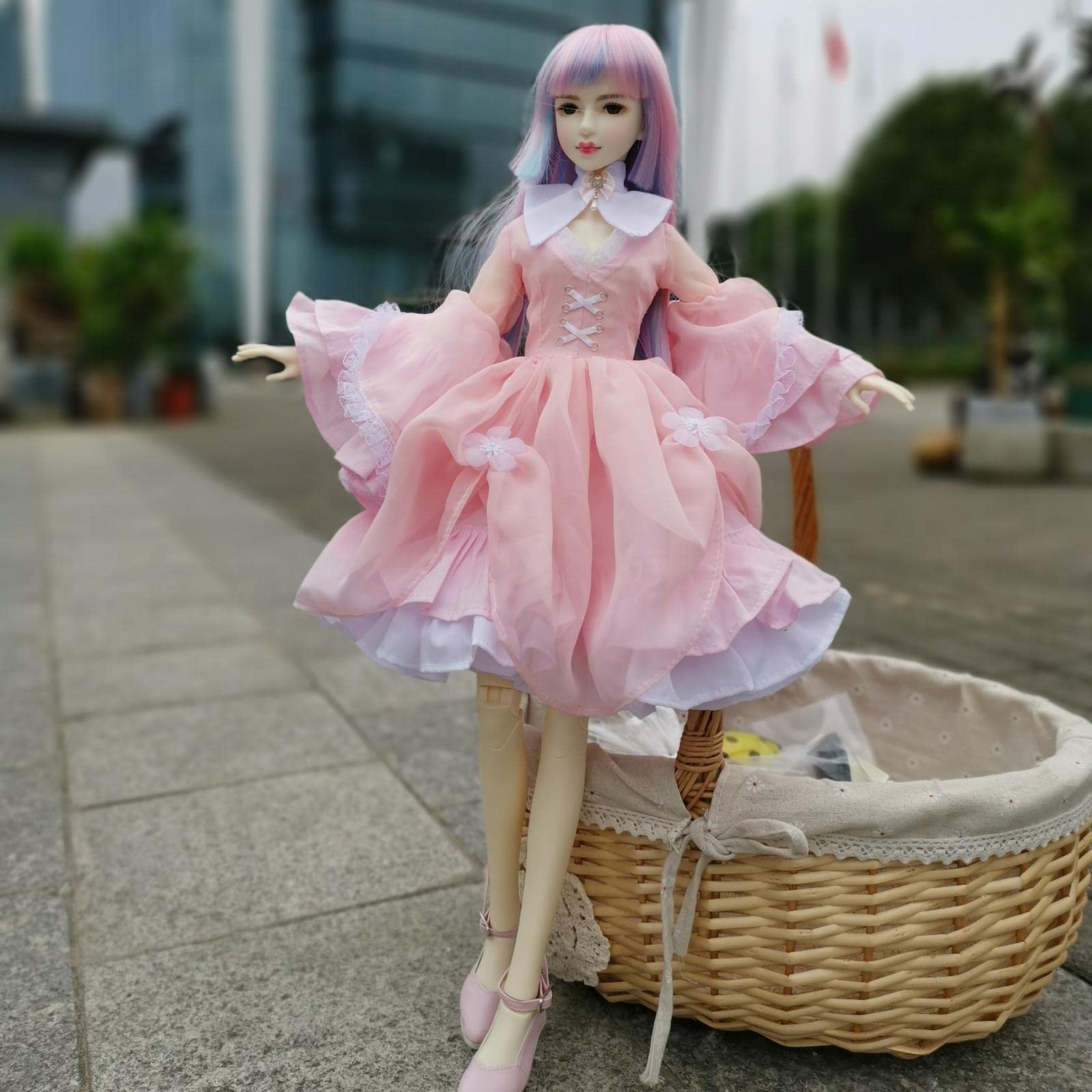 Colcolo Puppenkleid BJD Doll Kleid Weicher Stoff Handgefertigt Mode Kleider für Kinder Mädchen Fantasievolles Spiel Geschenk, Rosa