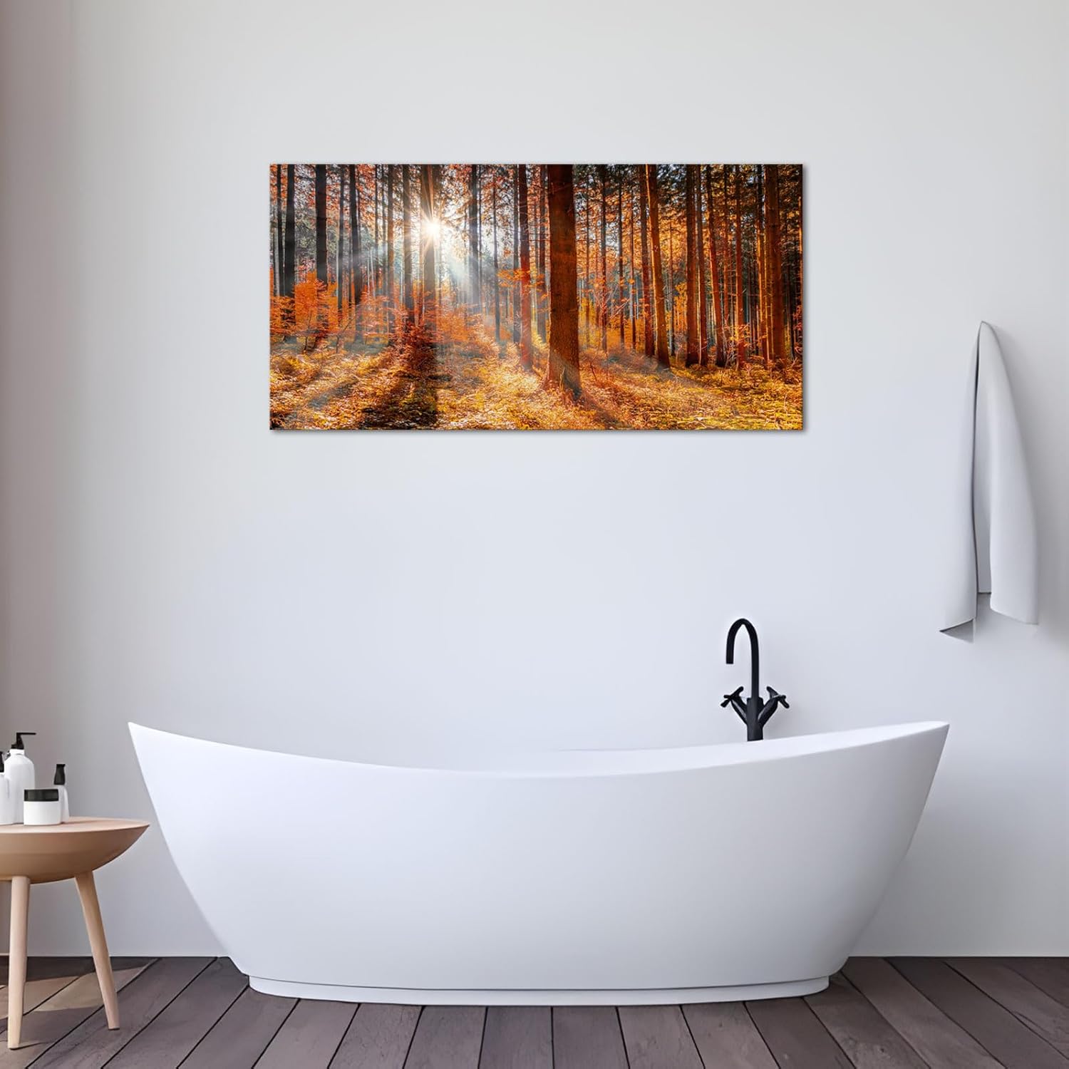 VANSEEING Forest Wall Art Canvas Prints Fall Autumn Landscape with Sunlight Pictures Nature Scenery Painting Prints Modern Artwork Large Wall Decor for Office Living Room Home 20" x 40"