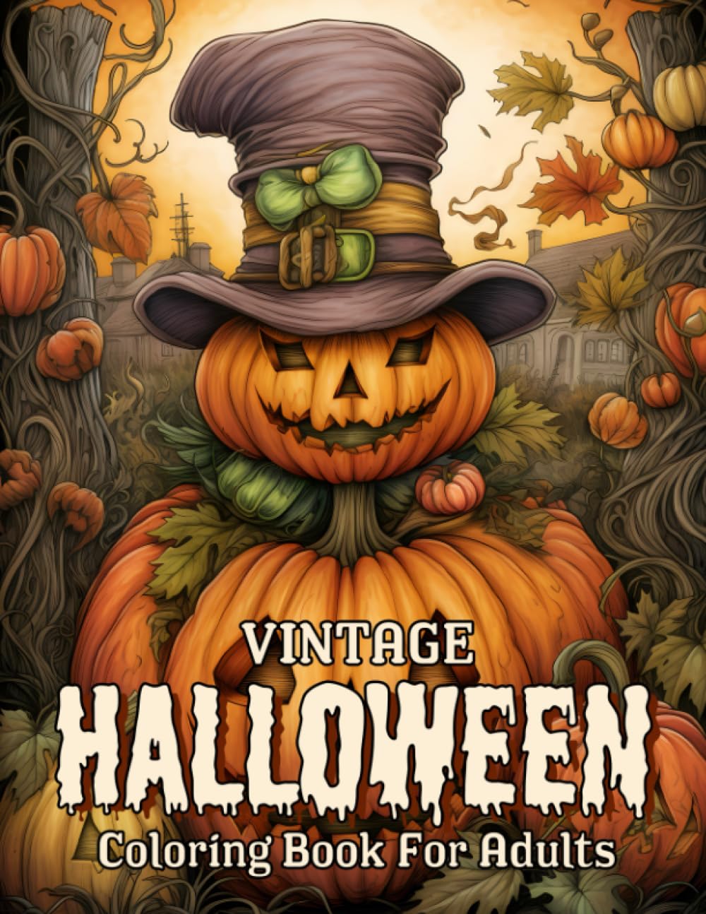 Vintage Halloween: Cute And Spooky Happy Halloween Coloring Books for Adults With 50 Scary Scenes And Characters