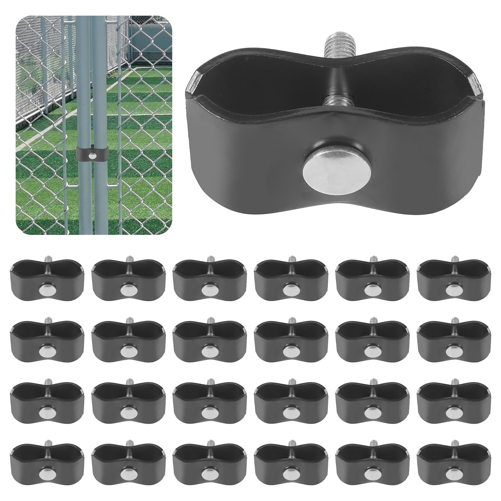 Collier de serrage de clôture noir 3,5 cm en lot de 24 pour tube rond