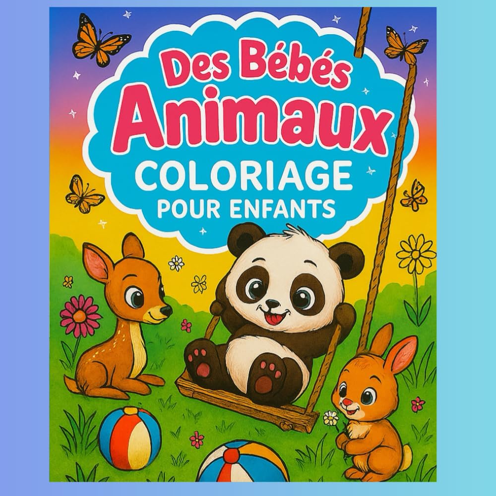 Des bébes animaux coloriage pour enfants de 3 a 8 ans: Coloriage Animaux Mignons pour Enfants : Bébé Panda, Tigre, Lapin, Caneton et Plus