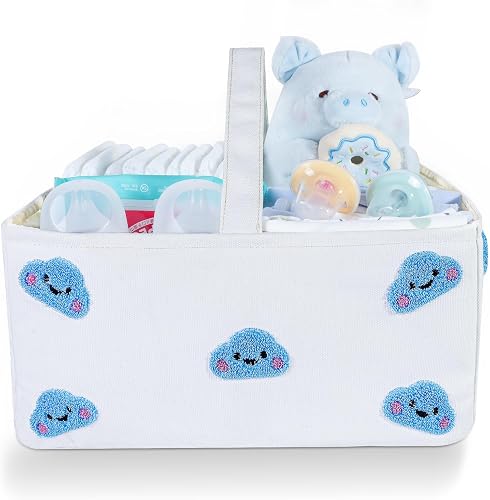 HOMIGLAM Baby Diaper Caddy Organizer with Handle - Durable Canvas Storage Basket