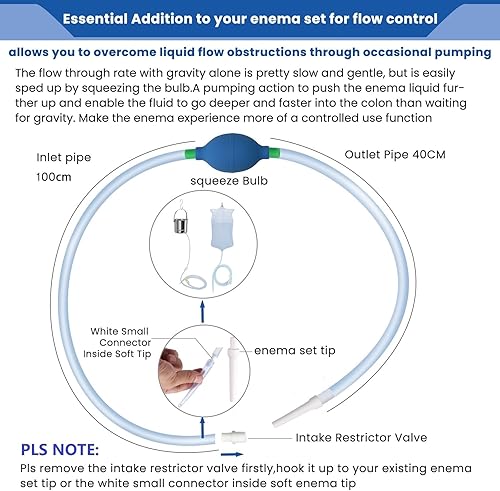 Miniatura 4 de Kit de bombilla de enema de silicona de 5 pies de largo, bomba de sifón Higginson para limpieza de colon, tubo de repuesto de enema, boquilla de
