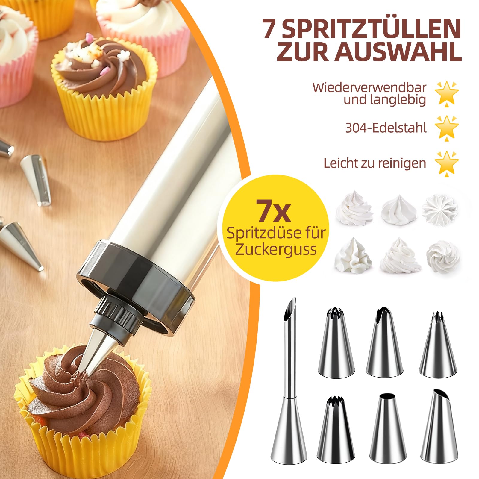 Hochwertig Gebäckpresse für Spritzgebäck 1.2KG Edelstahl Spritzgebäck Presse mit 10 Schablonen, 7 Edelstahl Tüllen, Plätzchenpresse, Backzubehör für Kuchen Dessert DIY Maker Cookie Presse