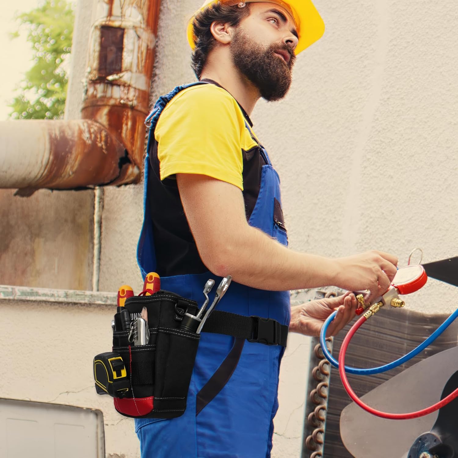 KUNN Electrician Tool Pouch, Drawstring Closure Tool Belt Pouches with Belt Clip for Carpenter, Construction, HVAC - Image 9