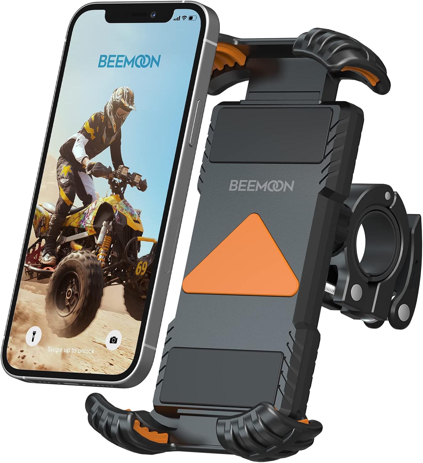 beemoon Bike Motorcycle Phone Mount, Universal Phone Holder for Bike Motorcycle Scooter Handlebars Fits for Galaxy S22 Ultra S20, iPhone 14 Plus / 13 Pro Max, LG, More 4.7" - 6.8" Smartphone Orange