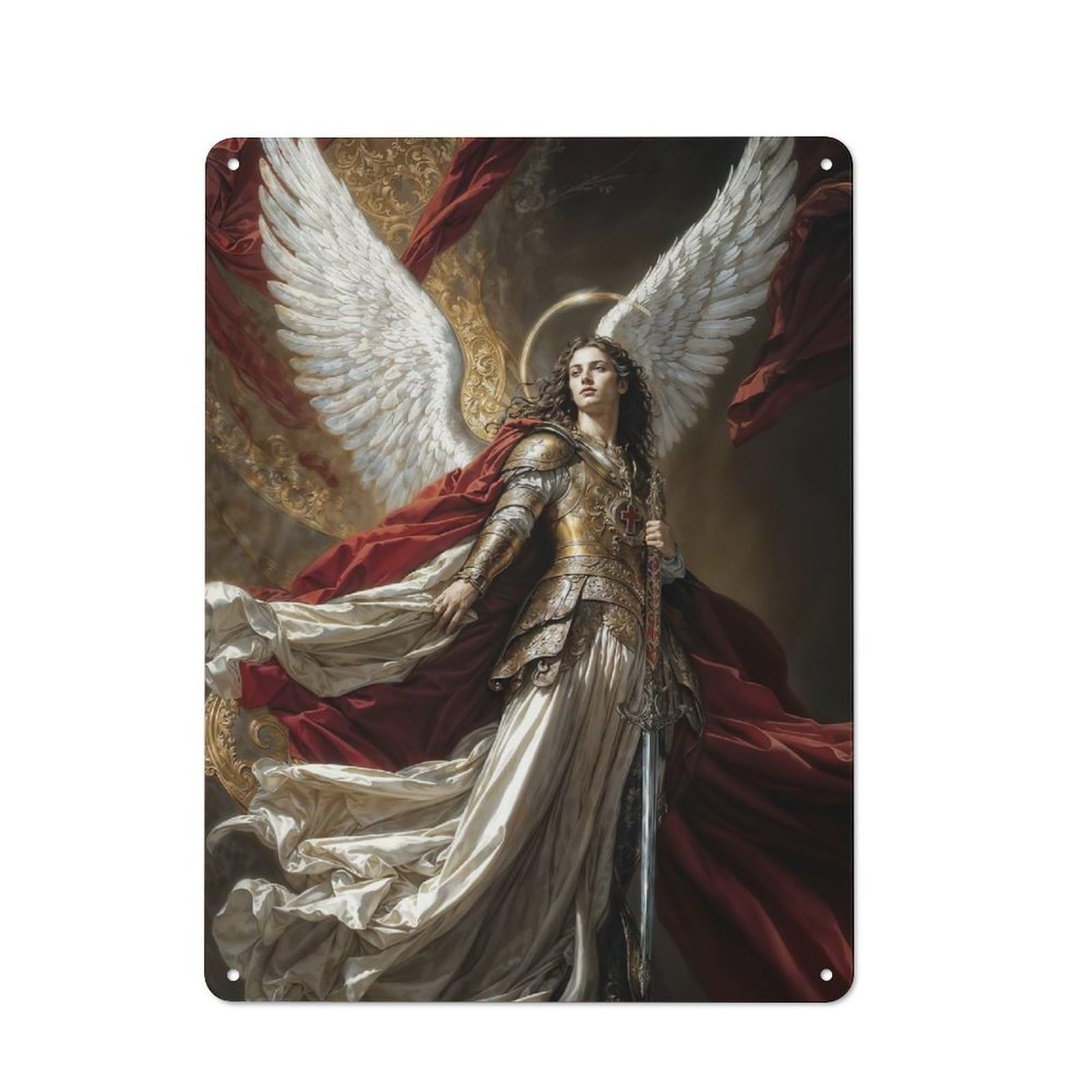 Shed Metal Sign with Archangel Michael Archon of Holy Fire Design 40x30cm, Vintage Porch Wall Decor for Patio Bar, Workshop, Shed Or Kitchen