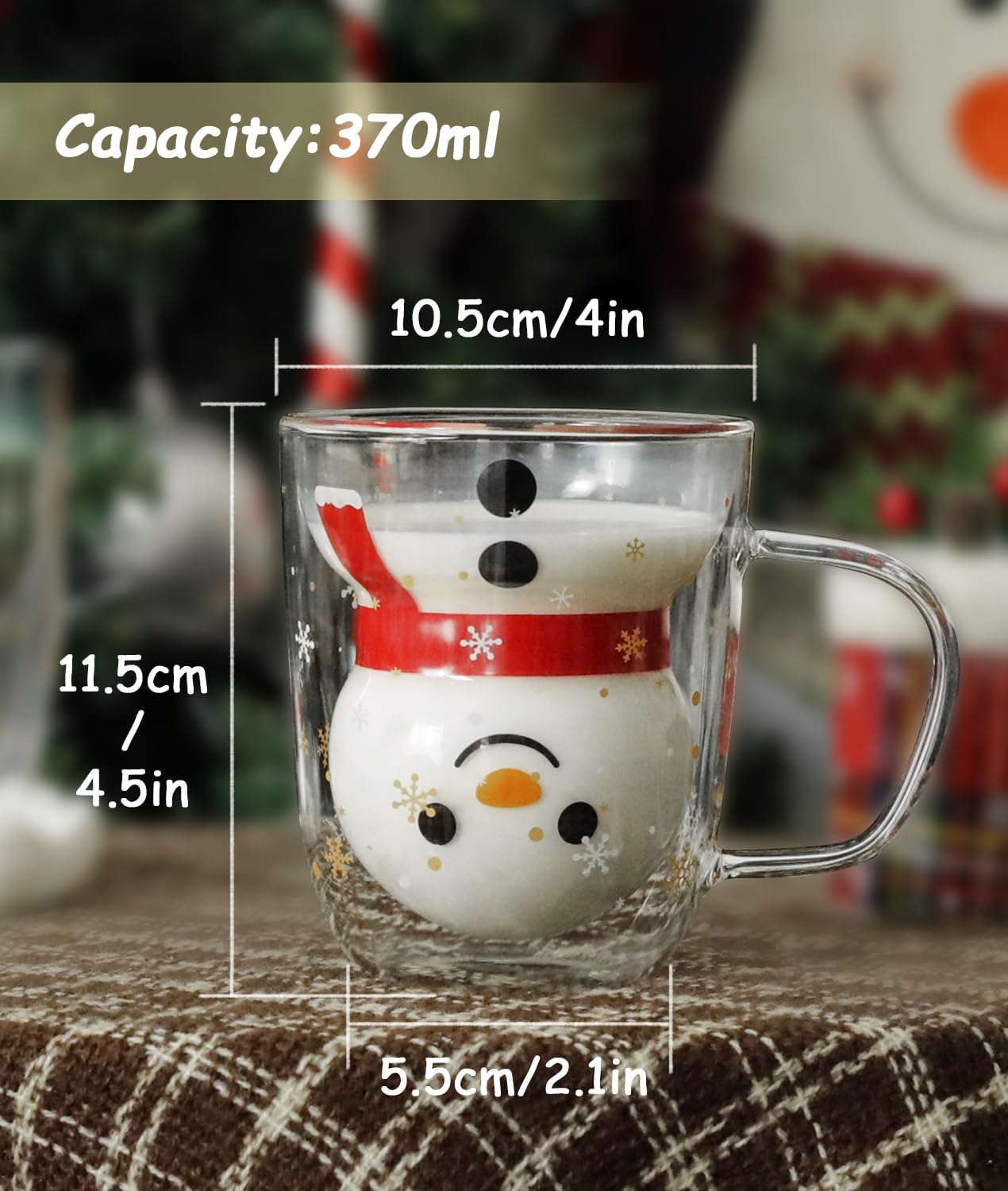 LIBWYS 2pcs Snowman Christmas Mugs, 13 oz Double Walled Coffee Mugs with Snowflake Lid, Heat Resistant mugs set for Hot Cocoa and Latte, Christmas Gift for Family, Friend