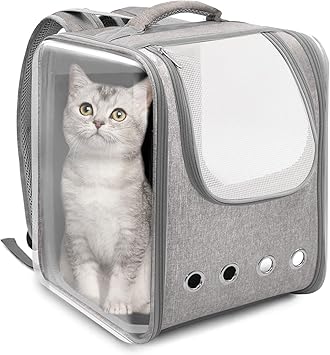Amazon Co Jp Vailge 猫 キャリーバッグ 犬猫兼用 ペットキャリーバッグ 宇宙船 カプセル型 透明 顔出し ペットリュック 折り畳み 犬キャリーバッグ 通気性 抱っこバッグ 大容量 キャリーケース 安定 軽量 お出かけ 旅行 通院 避難防災 グレー ペット用品