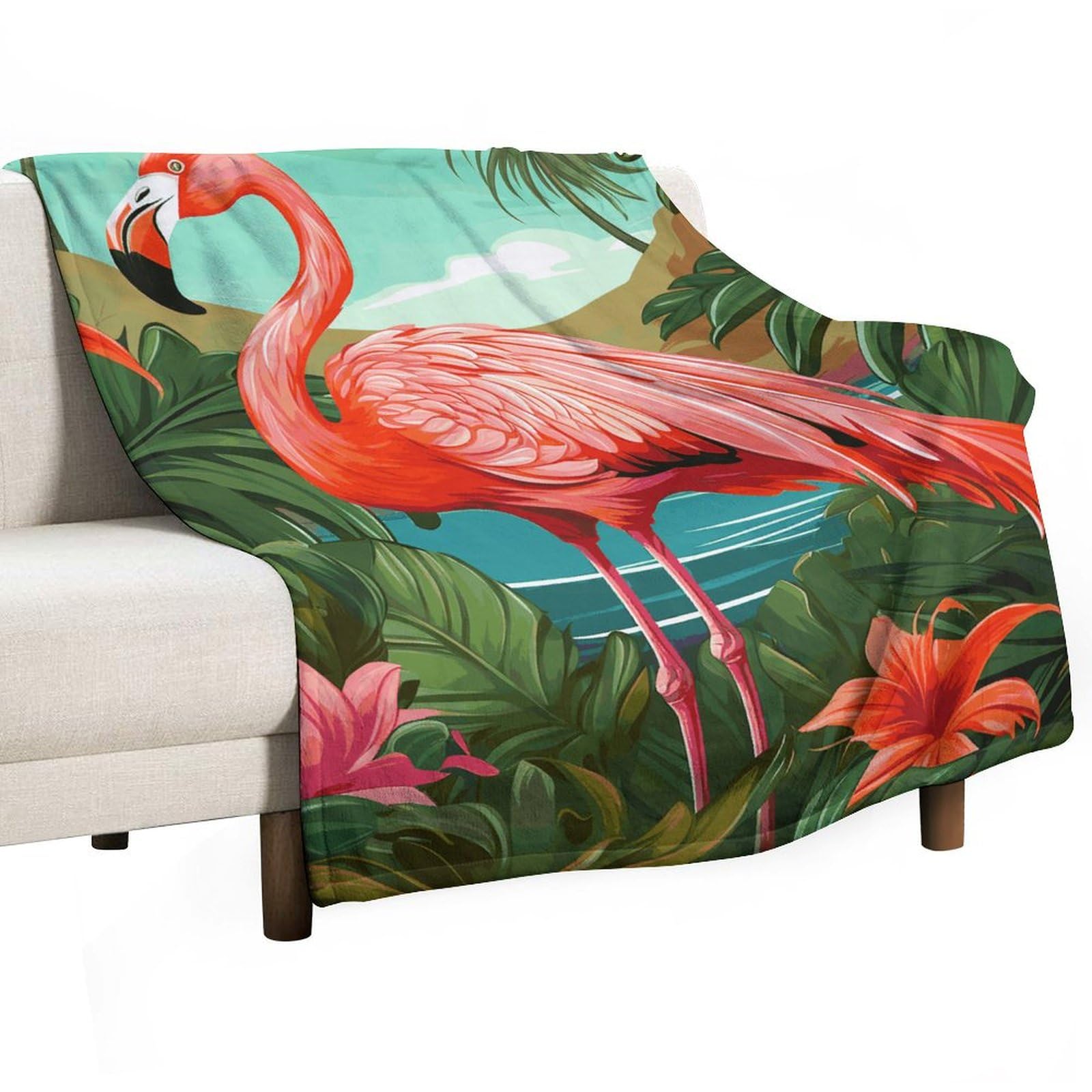 Plaid flamant rose léger et chaud idéal pour pique-nique et voyage