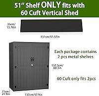 Vista 5 de EHHLY Vertical Resin Storage Shed with 2 Shelves, 60 Cuft Garden Tool Sheds & Outdoor Storage, Plastic Outdoor Storage Cabinet Waterproof, 4.5 x 2.3