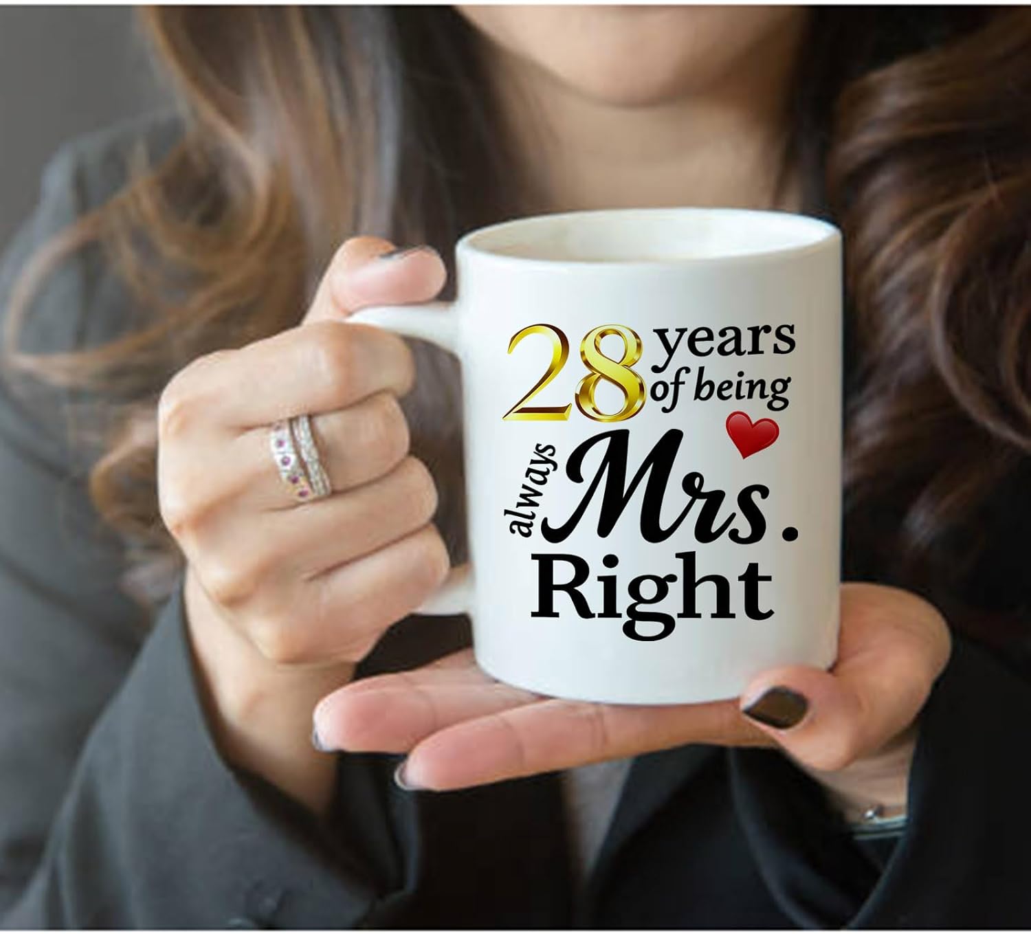 28 Year Anniversary For Couple Coffee Mugs Set of 2-28th Wedding Gifts Decorations for Parents Grandparents Husband Wife Him Her 11oz (28th) - Image 2
