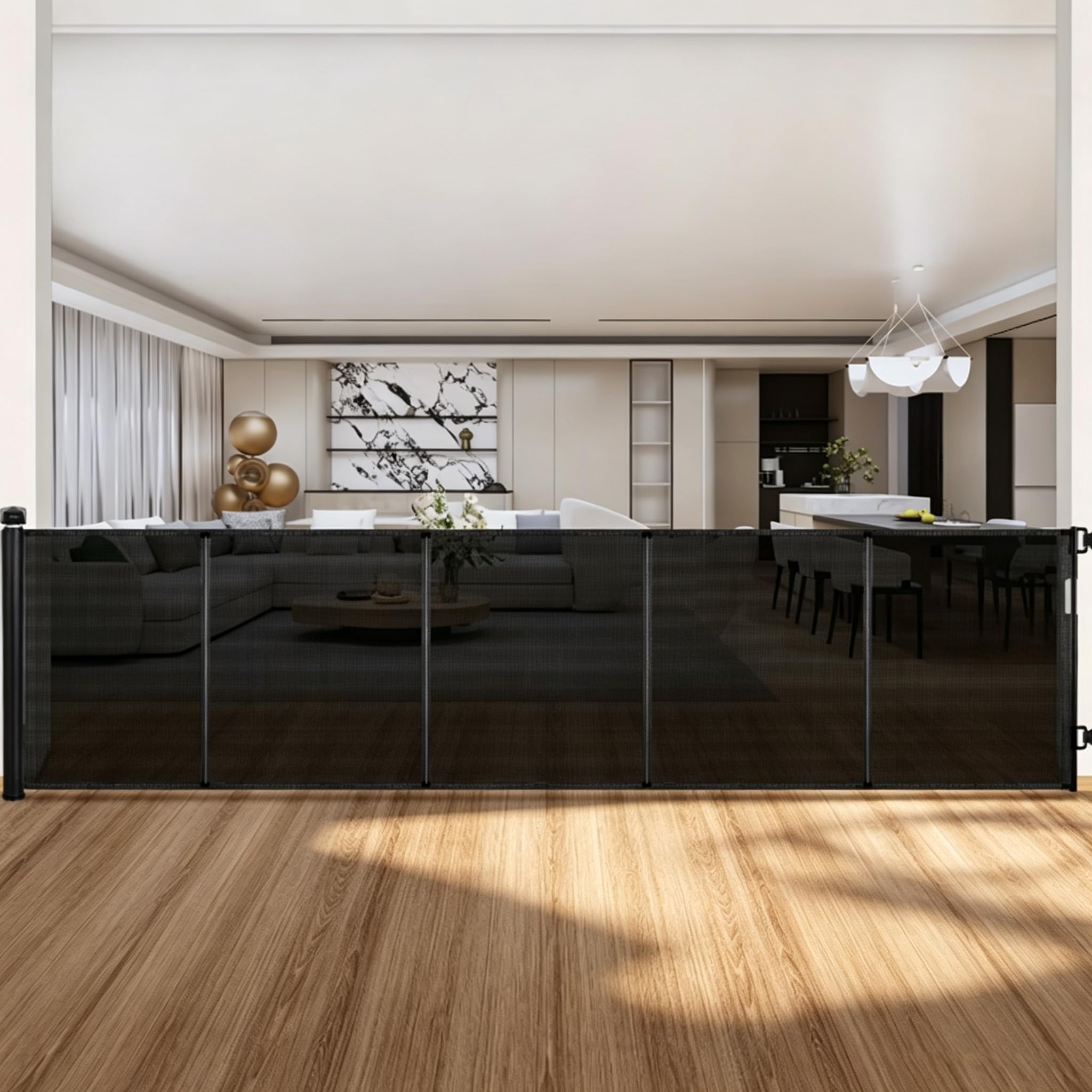 Barrera de seguridad para niños y perros, 118 pulgadas | Rejilla de malla de 86 cm de alto para puerta de escalera interior y exterior