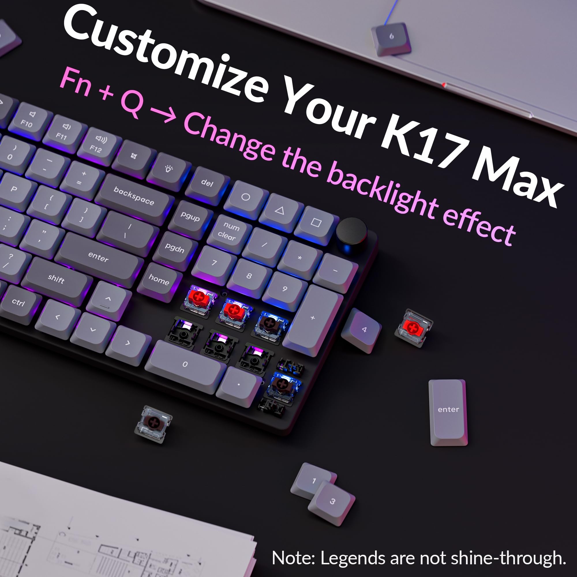 Amazon.com: Keychron K17 Max 96% Layout QMK/Launcher Ultra-Slim