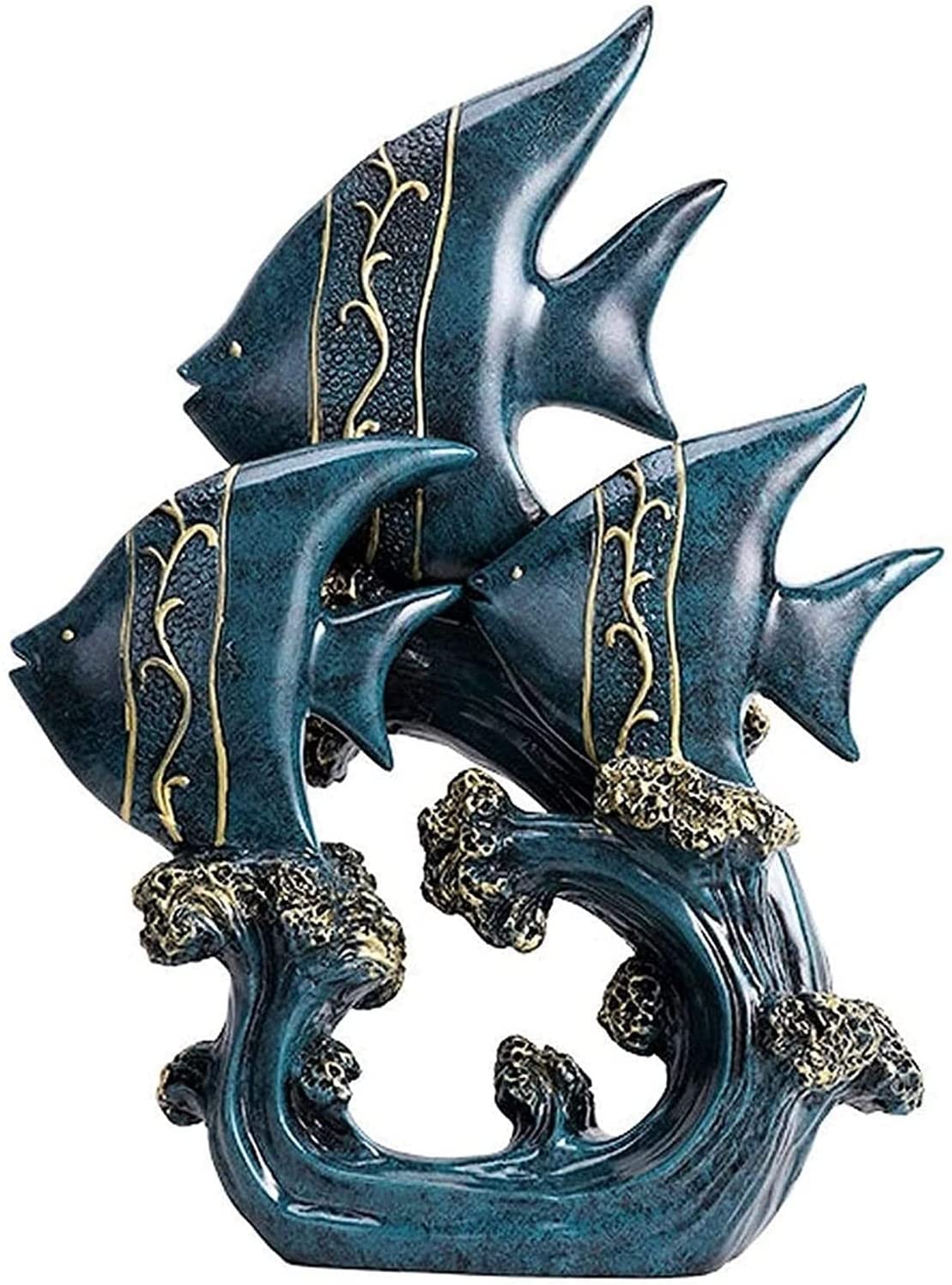 Figurka Ogrodowa,Ozdoba do dekoracji rodziny Ornament, rzeźba statua Niebieska żywica Ryba Rzeźba Dekoracja domu Ozdoba biurowa, Rzeźba do wnętrz Dekoracje do domu Ogród Sypialnia Dekoracja