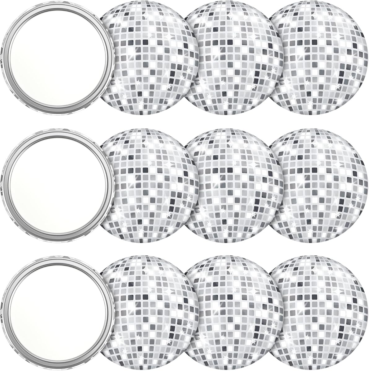 Qunclay 12 piezas de espejo compacto de bola de discoteca de 2,76 pulgadas, espejo de bolsillo redondo vintage, mini espejo de maquillaje, espejo portátil de mano para bolso, regalo de mujer, suministros para fiestas disco, viajes diarios (plata)