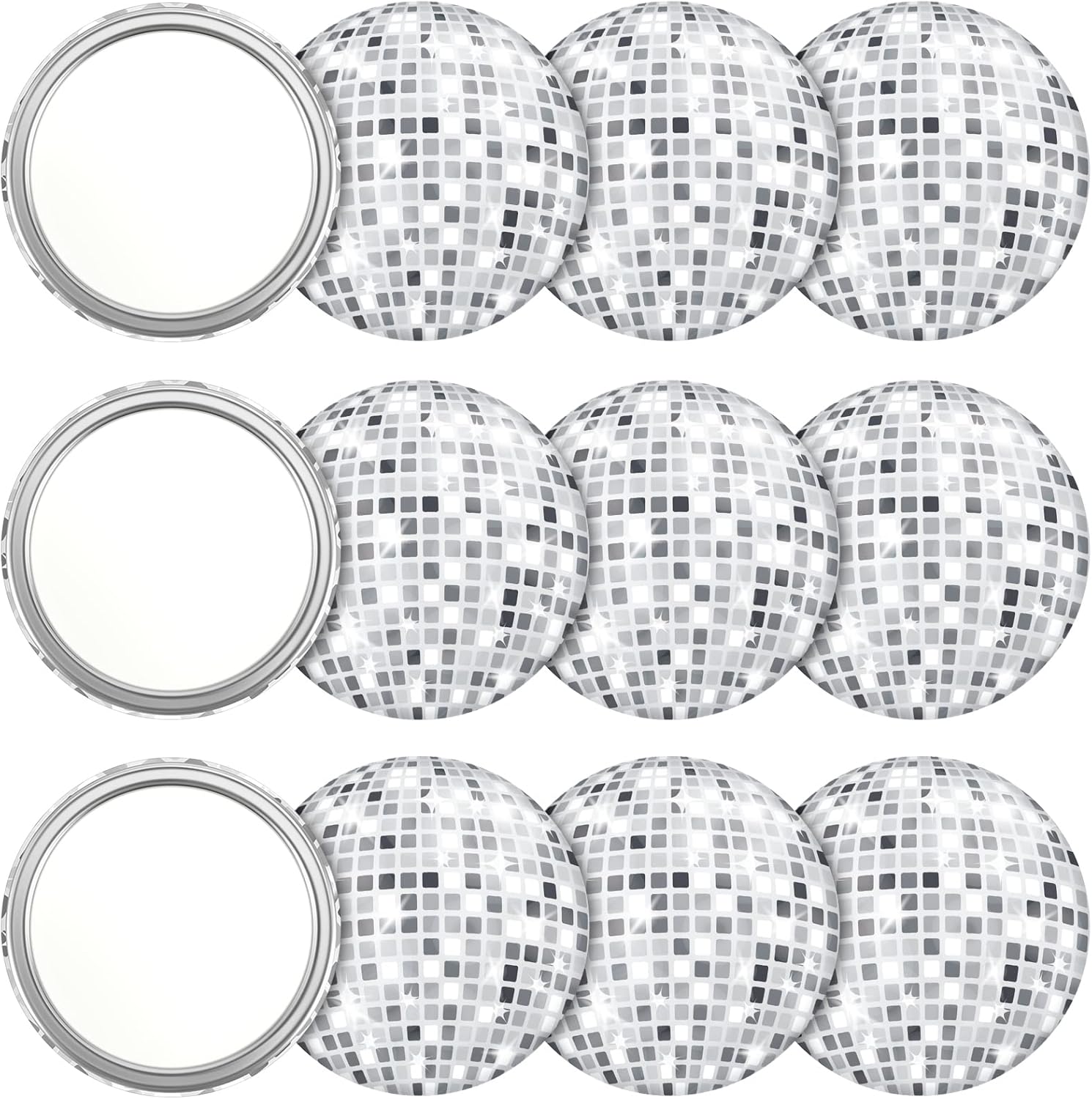 Qunclay 12 Pcs Disco Ball Compact Mirror 2.76 Inch Vintage Round Pocket Mirror Makeup Mini Mirror Handheld Portable Mirror for Purse, Women Girl Gift Disco Party Supply Travel Daily (Classic Color)