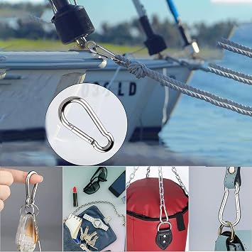 Karabina Yaylı Kanca Paslanmaz Çelik Kilit Olta Dağcılık Kamp Malzemeleri Salıncak (6 MM) 5 ADET