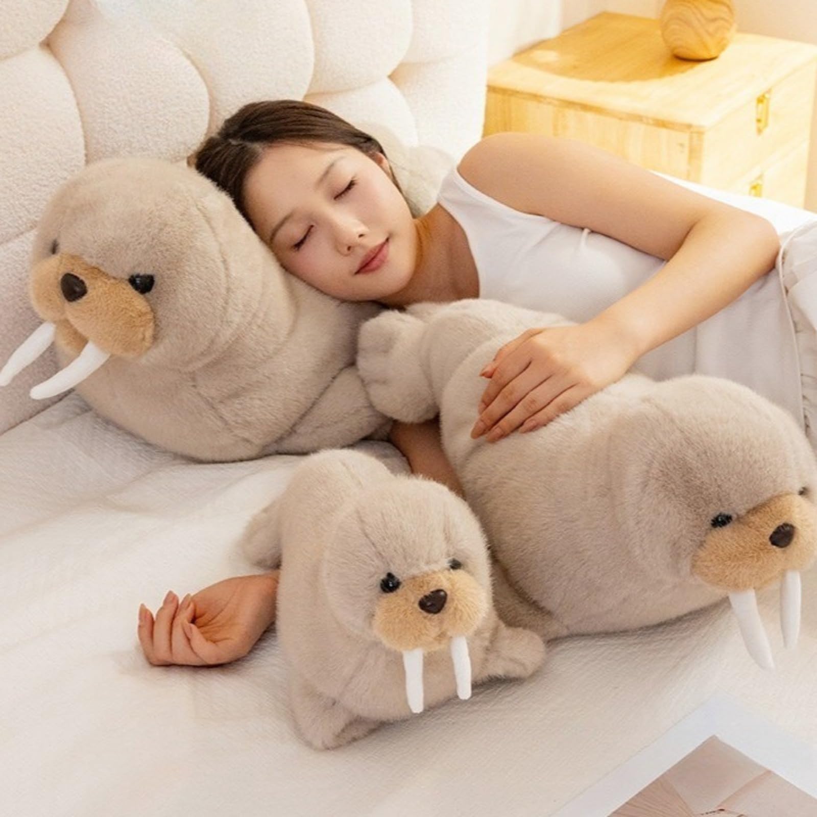 Walross plüschtier,Kuscheltier Robbe, Ozeane Plüschtier Puppe,Süße Plüsch Puppe Kissen,Walross Puppe für Jungen und Mädchen (70cm)