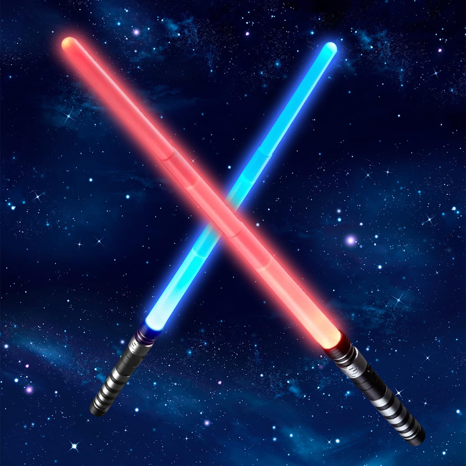 2Pcs Light Up Saber, Light Sabers for Kids with 7 Colors Blasting Flash, Telescopic Lightsaber Star Wars