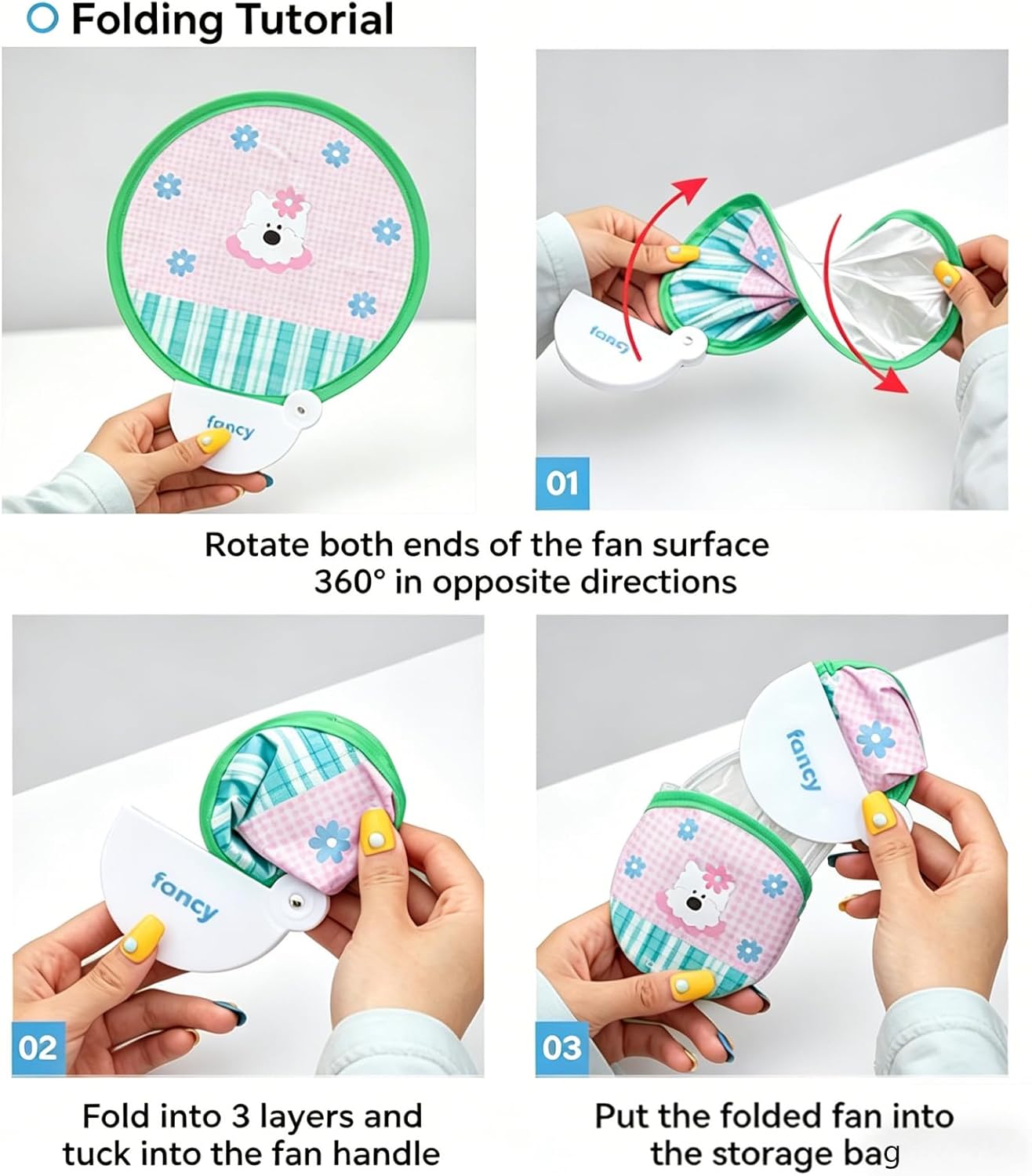 20Pcs Custom Folding Hand Fans, Personalized Round Handheld Fan in Bulk with Logo/Text/Photo, Foldable Pocket Flying Disc Fan for Trade Shows, Wedding Favors, Advertising & Summer Events (20)
