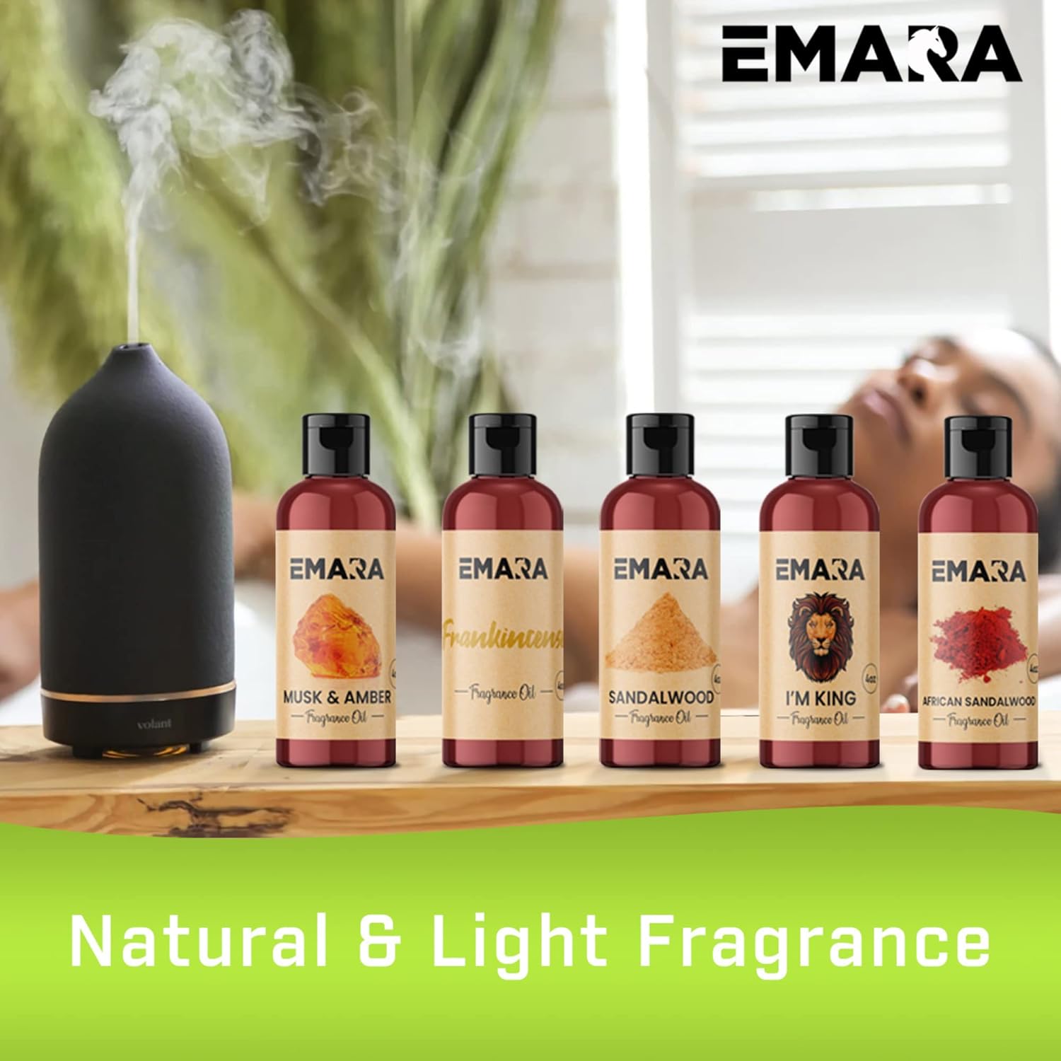EMARA All Natural Earthy Musk & Amber Essential Oil for Diffusers, Skin Care, Aromatherapy Fragrance Oil, Organic Therapeutic Grade 4 fl oz