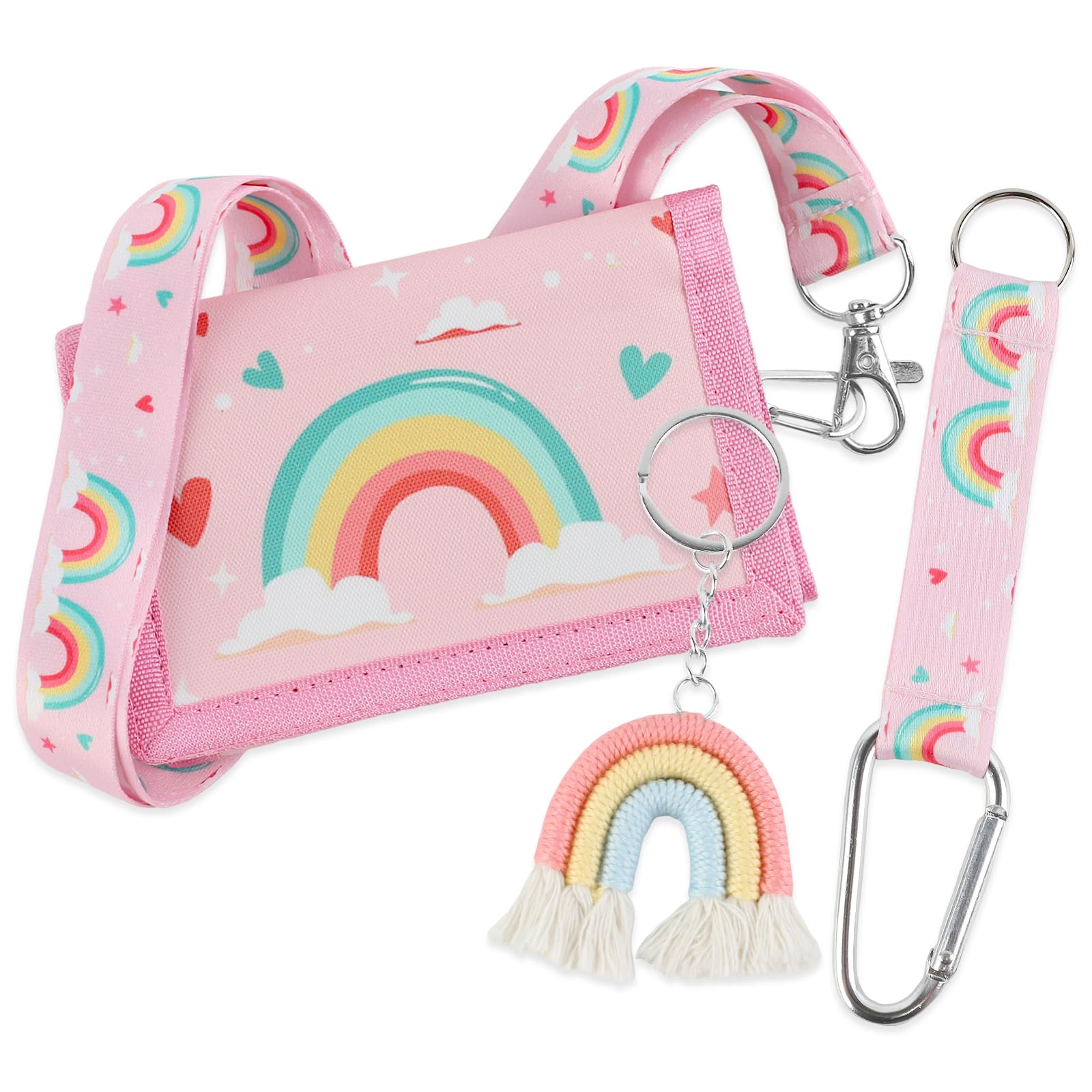 Bikasun Borsttas voor kinderen met sleutelhanger, portemonnee voor meisjes, portemonnee om om te hangen, Kerstmis, verjaardagscadeau, Boho, Regular, Casual