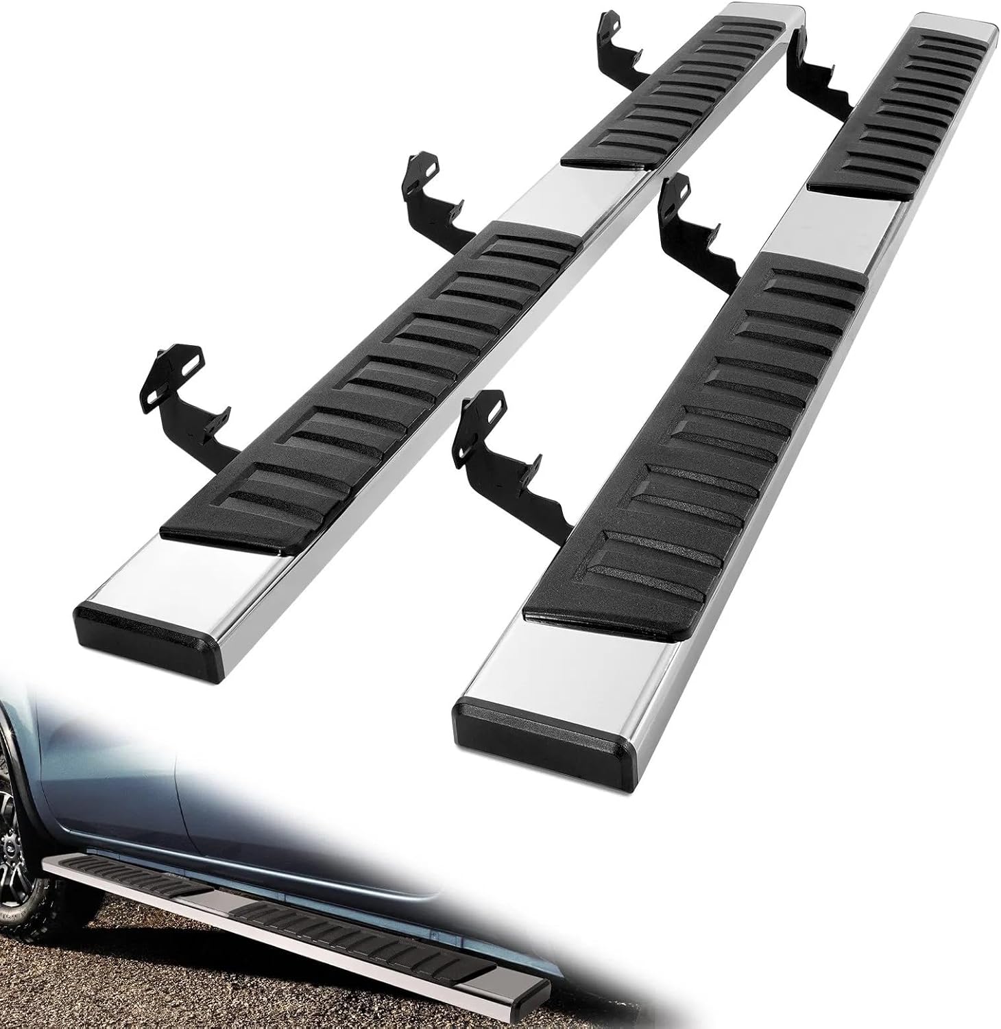 Running Boards, 6" Step Bars Compatible with 2009-2018 Dodge Ram 1500/2010-2023 Ram 2500/3500 (Includes 2019-2023 Classic) Crew Cab, 201 Stainless Steel Side Steps Nerf Bars, 500LBS, 2 PCS
