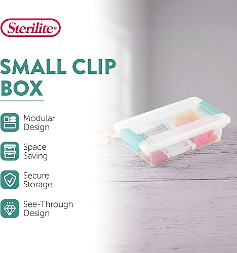Miniatura 2 de Sterilite - Juego de 6 cajas con clip, contenedores apilables transparentes de plástico con tapas de cierre, pequeños - Contenedores