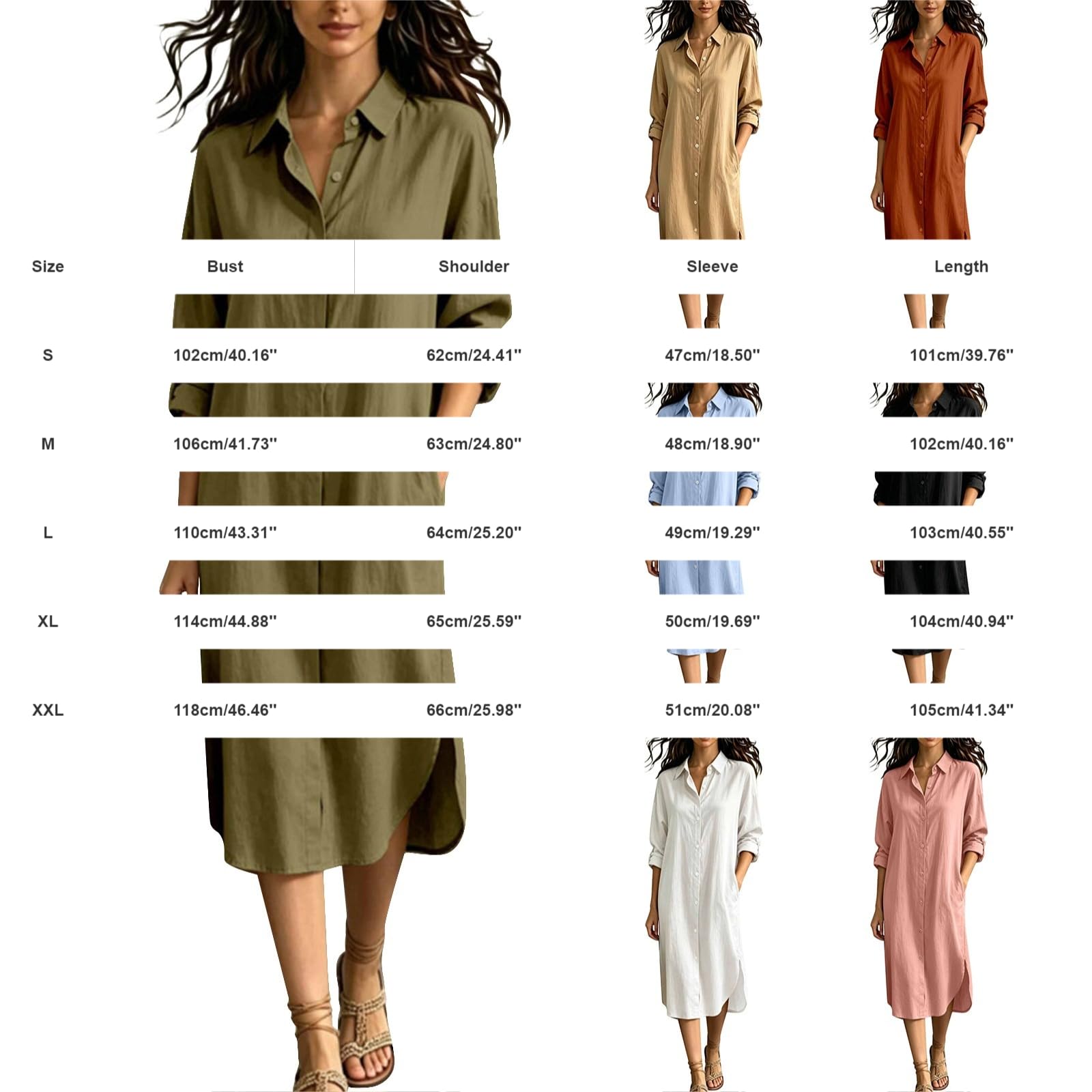 T Shirt Vestido Mujer Vestido Muselina Mujer Camisero Vestido con Bolsillos