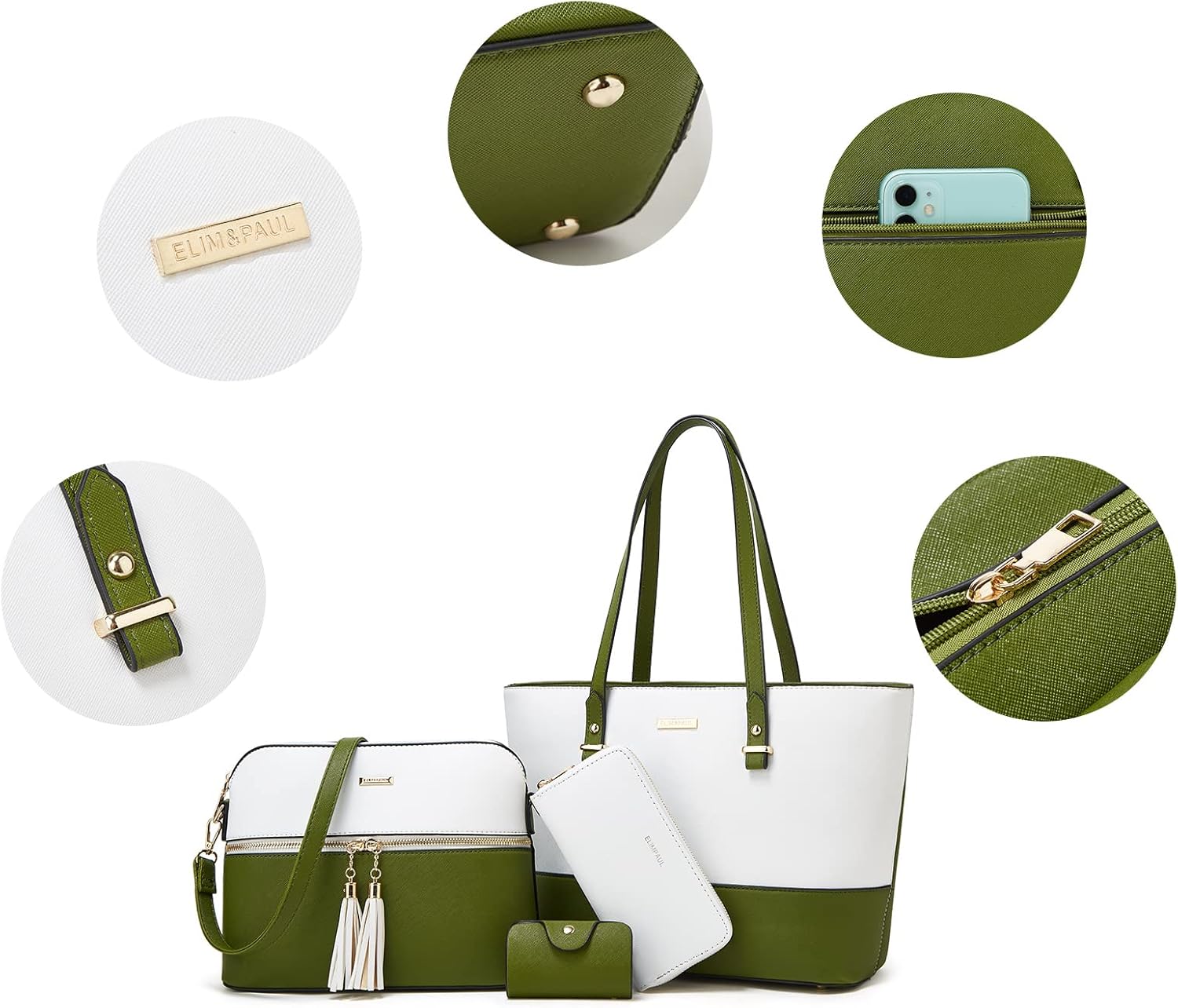 Women Fashion Handbags Wallet Tote Bag Shoulder Bag Top Handle Satchel Purse Set 4pcs - Image 3