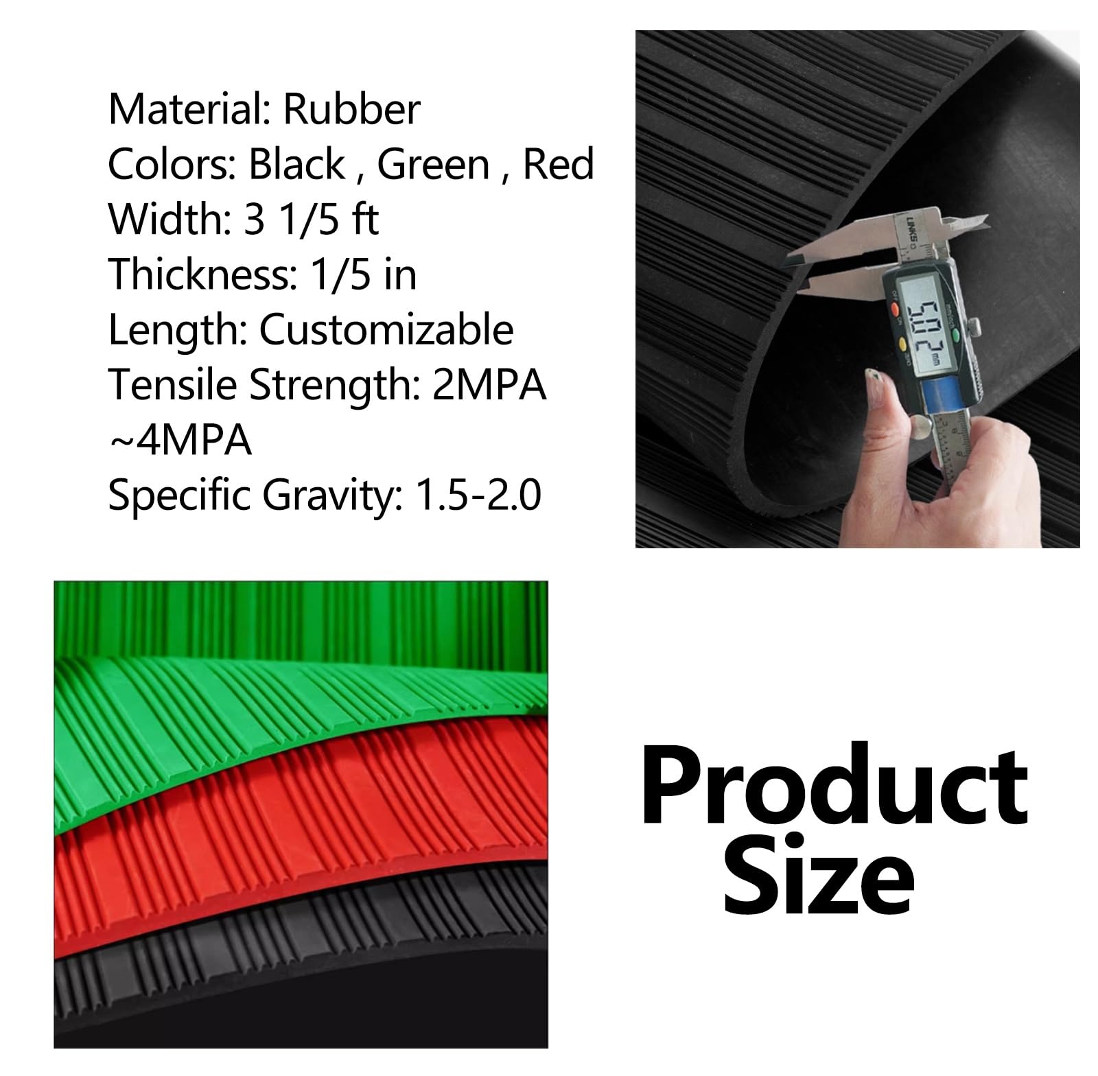 ERRULAN Non Slip Insulating Mat - 3 1/5 Ft Width, Electrical Insulating Rubber Matting, Distribution Room Factory Workshop Electric Switchboard for Electrical Safety, 1/5 in Thickness(Green,36in)