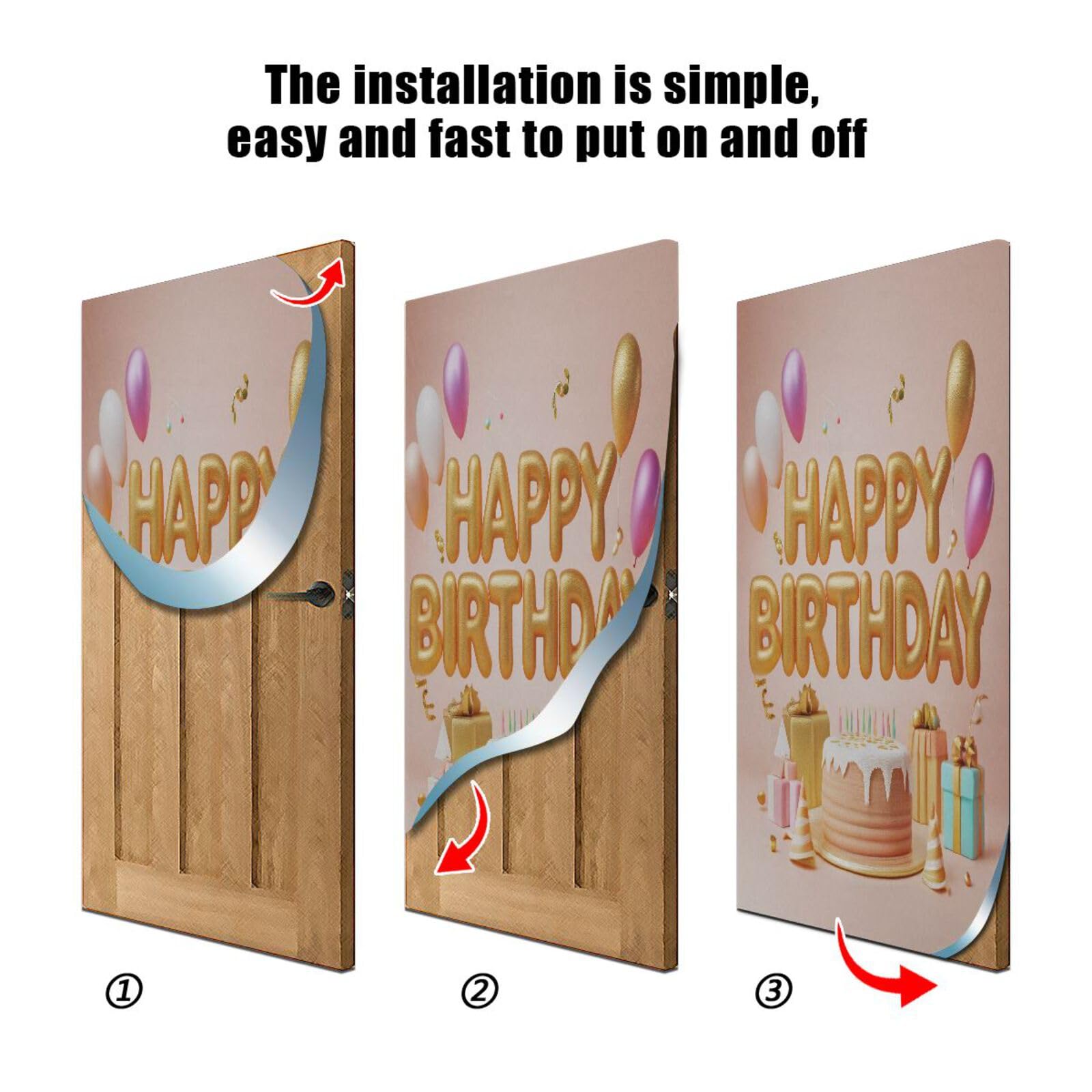 FLildon Birthday Theme Cake Door Cover Decoration, Party Accessory Porch Decor for Festive Ornament Room Door Covers 35 x 79 Inch