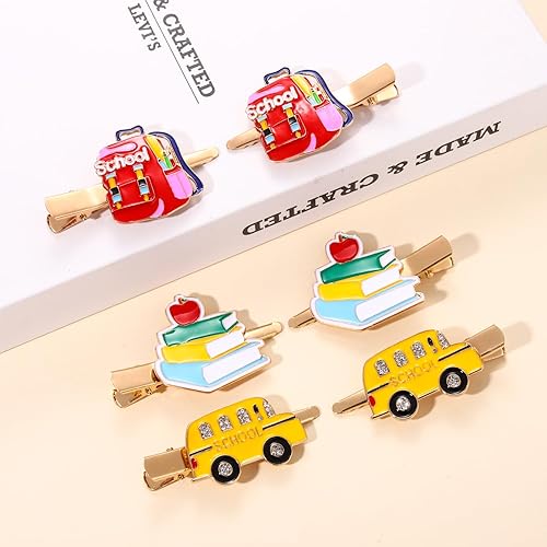 Miniatura 2 de Pinzas para el pelo de regreso a clases, lindas horquillas para el cabello de autobús escolar, regalos de regreso a clases, accesorios divertidos