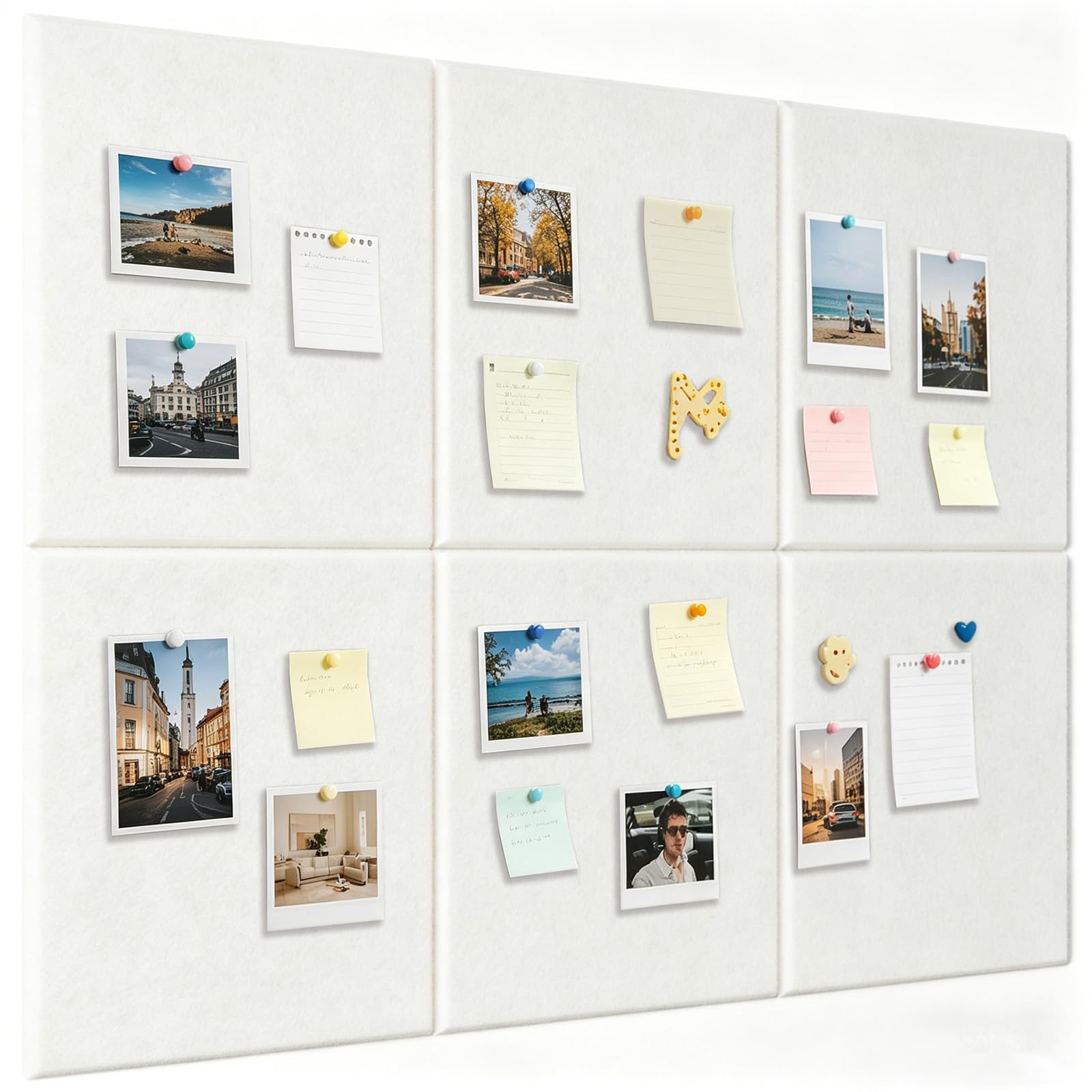 Bacheca moderna in feltro, 60 x 90 cm, bianca, grande, autoadesiva, in feltro, da parete, per foto, bacheca in sughero, bacheca promemoria, bacheca decorativa per cameretta dei bambini