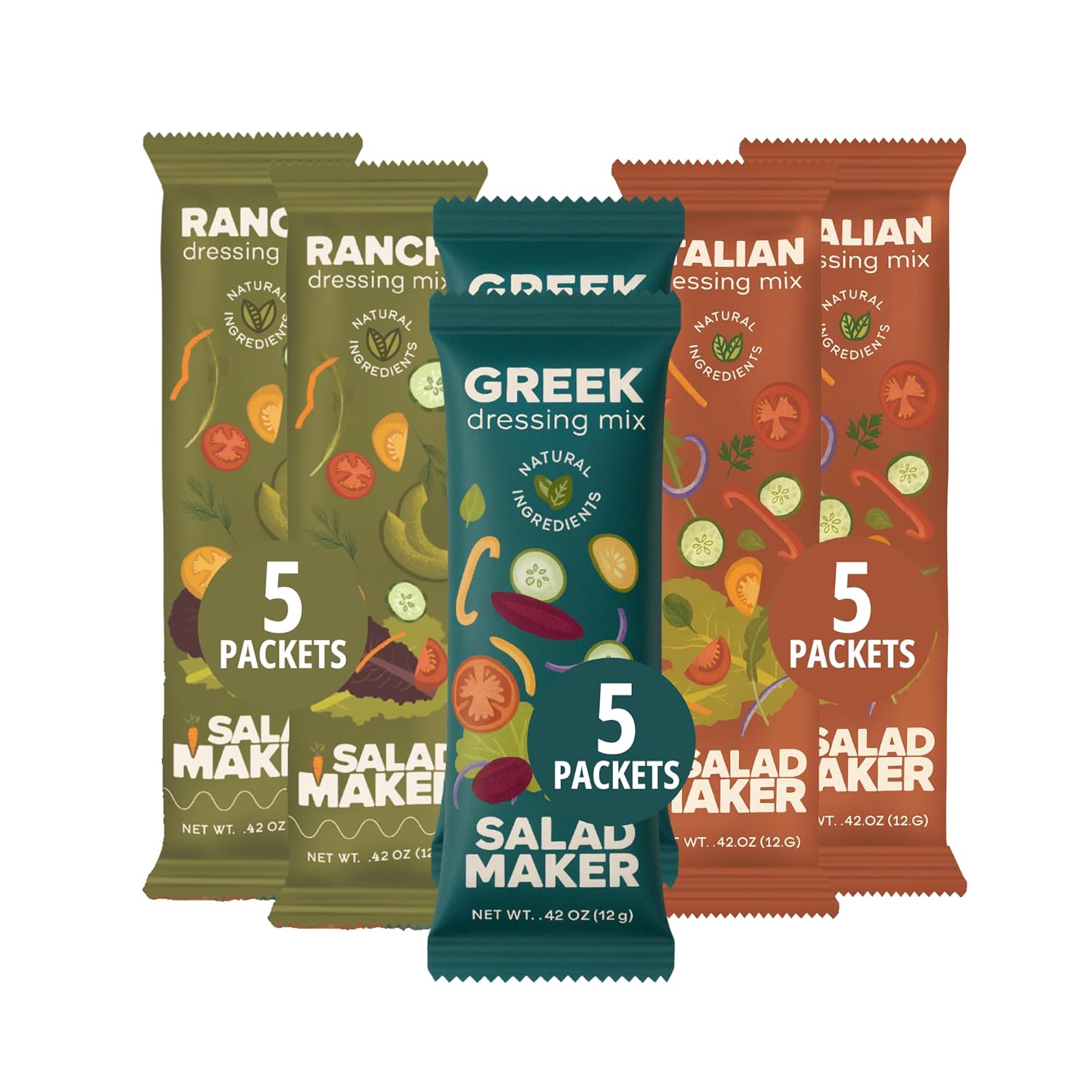 Salad Maker Italian Salad Dressing Seasoning Packet – All-Natural, Clean Ingredients, Keto, Vegan, Dairy-Free, Sugar-Free, Quick & Easy Powder Mix - 15 packets