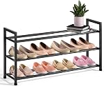 Bumusty Expandable Shoe Rack for Closet, 18“-33” Adjustable Shoe Rack for Small Space, Small Shoe Organizer for Front Door, Sturdy Metal