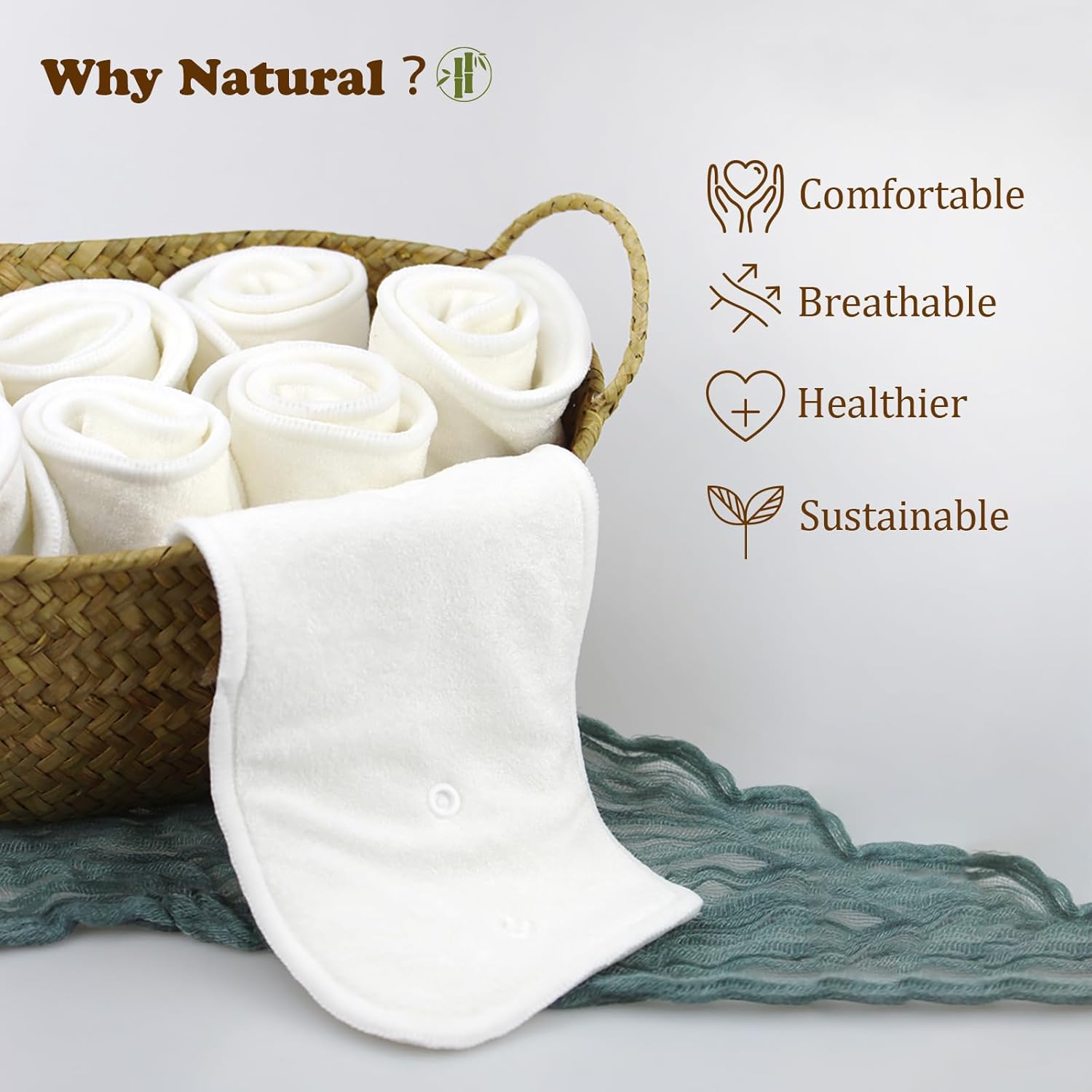 Mama Koala 5-Layer Natural Baby Cloth Diaper Inserts with Snaps, Adjustable and Reusable for Any Baby Cloth Diaper(6 Pack) - Image 6