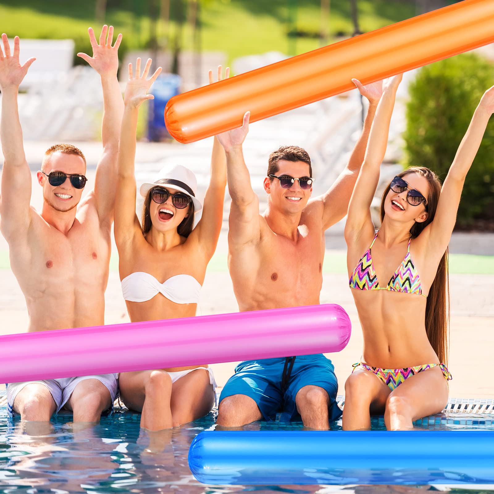 Maodom Fideos Inflables Para Piscina – Palos De Natación Naranja Y Azul Con Asas Antideslizantes, De 150 Cm, Ideales Para Jugar, Flotar Y Darle Vida Al Verano