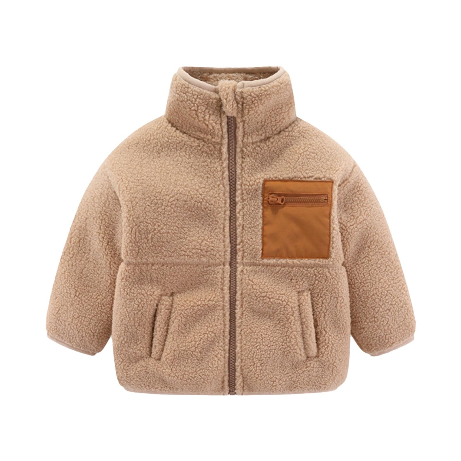Fleecejacke Kinder Übergangsjacke Einfarbig Winteriacke Warme Steppjacke für Jungen Mädchen Winter Fleece Jacke mit Reißverschluss Tasche Unisex Kinderjacke Fleecejacken Stehkragen Basic Sweatjacke