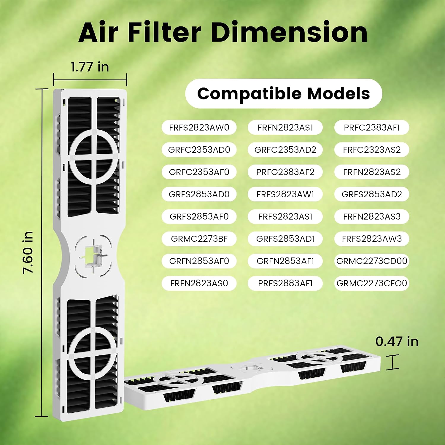 Pure-Air AF-2 Air Filter Fit for Frigidaire FRGPAAF2, Activated Carbon Odor Filtration, Compatible with FRFS282LAF FRFS2823AW FRFS2823AS GRMG2272BF PRFS2883AF PRFC2383AF, 3-pack